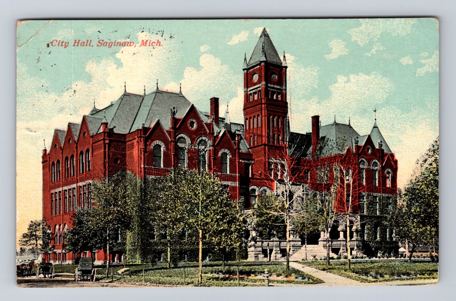 Saginaw MI-Michigan, City Hall, Antique Vintage c1911 Souvenir Postcard
