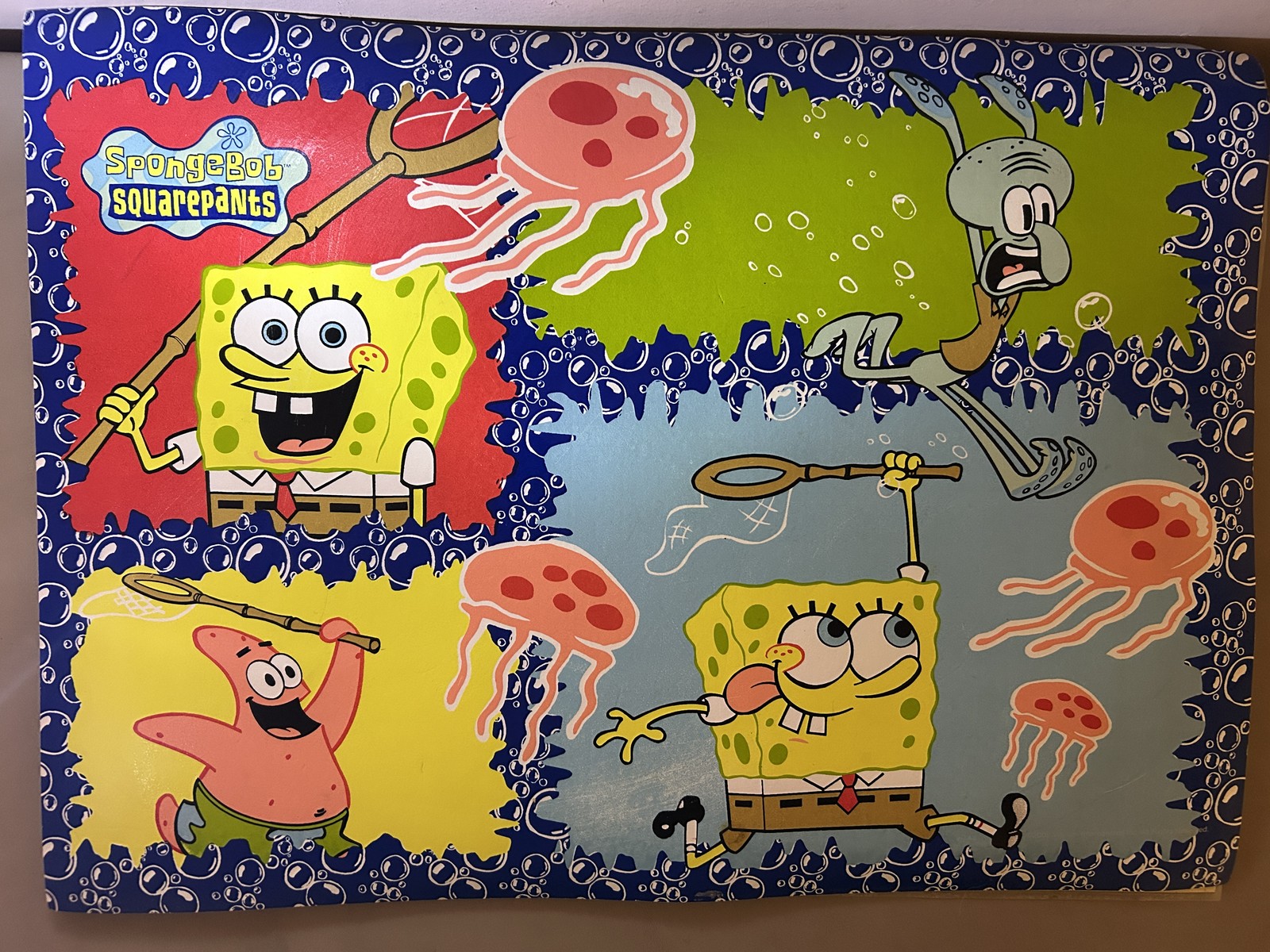 Vintage SpongeBob SquarePants Jellyfishing Placemat Patrick Squidward 18\ Vintage SpongeBob SquarePants Jellyfishing Placemat Patrick Squidward 18\