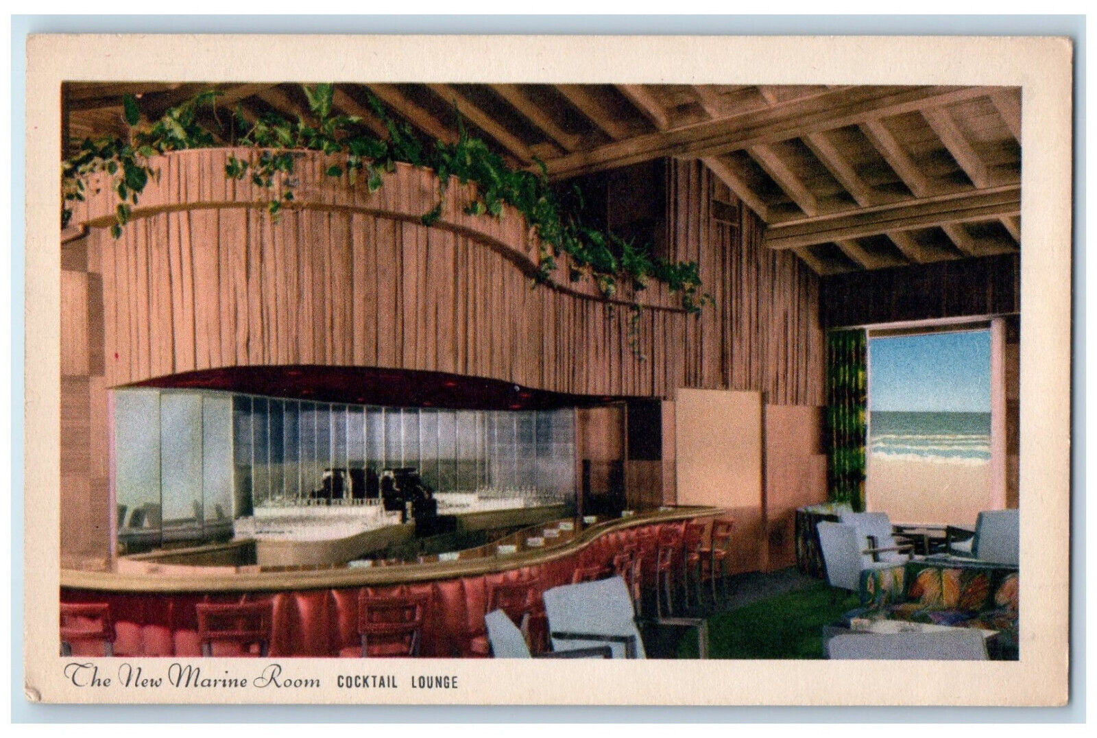 c1950\'s The New Marine Room Cocktail Lounge La Jolla California CA Postcard