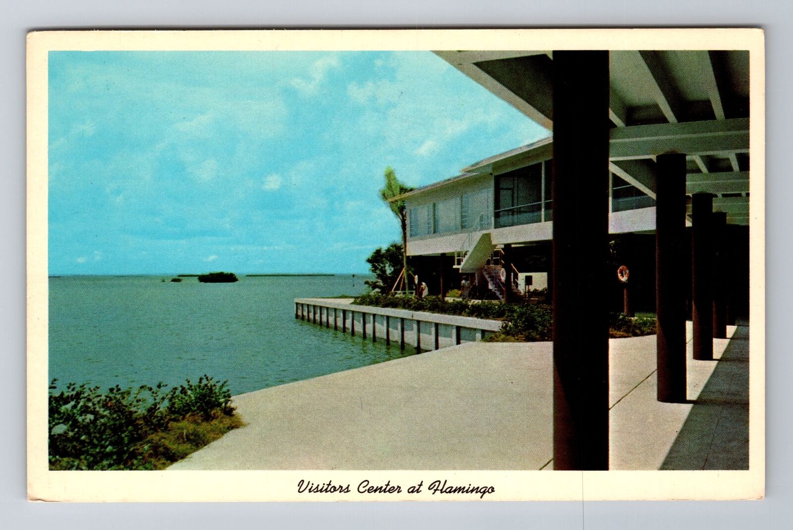 Flamingo FL-Florida, Visitors Center, Florida Bay, Antique Vintage Postcard