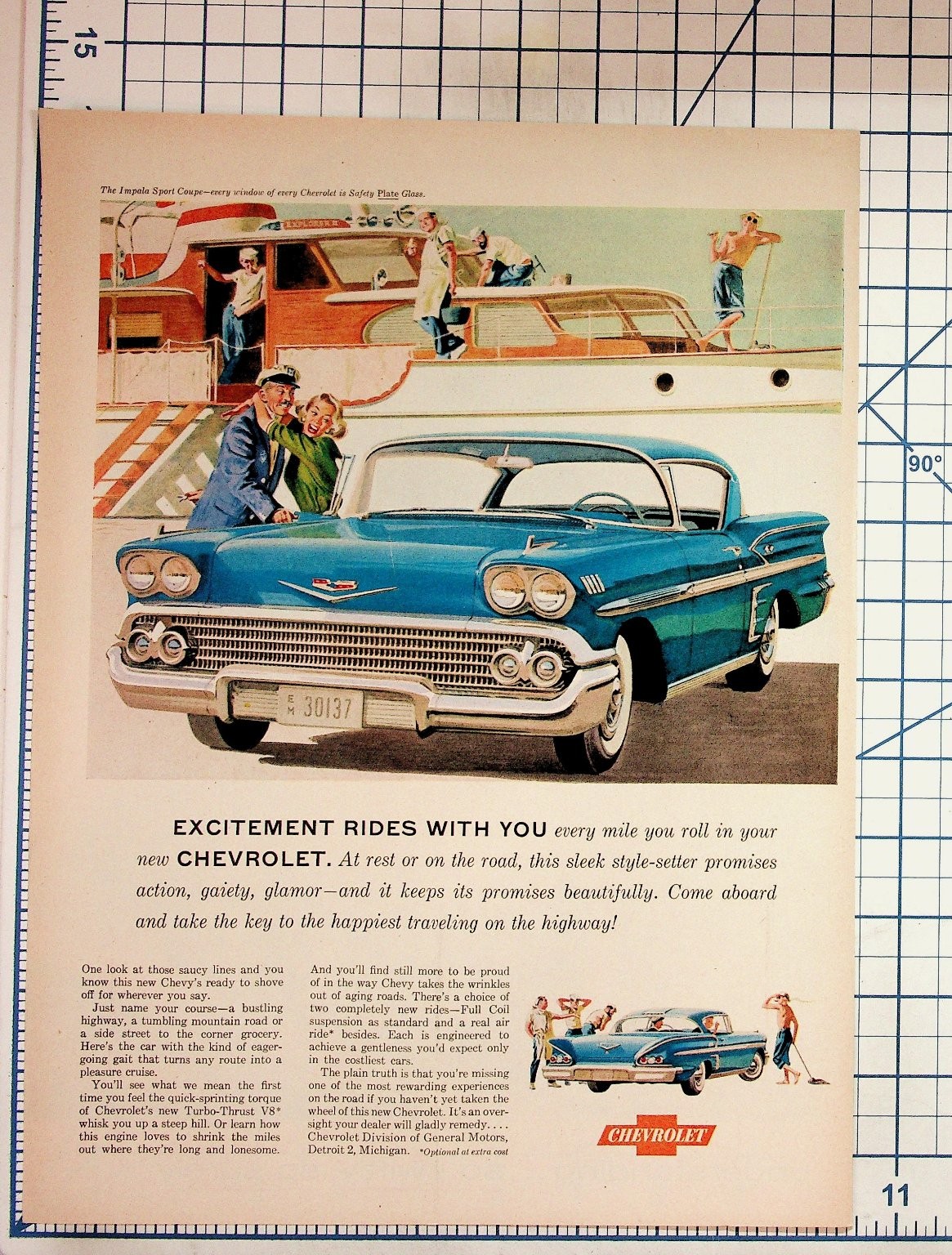 1958 Chevrolet Impala Sport Coupe Vintage Magazine Print Ad Mid Century Chevy 1958 Chevrolet Impala Sport Coupe Vintage Magazine Print Ad Mid Century Chevy