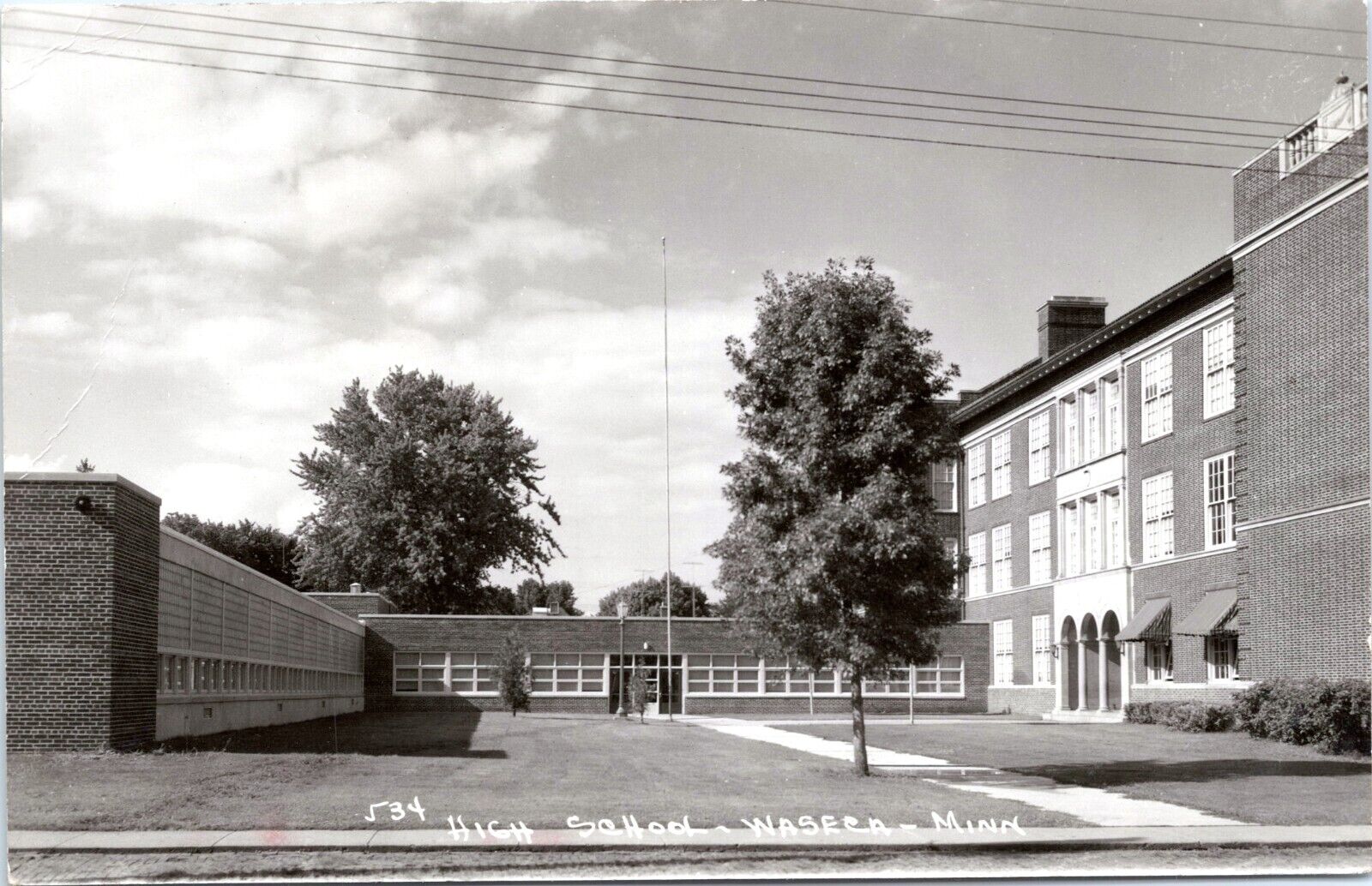 RPPC Waseca High School, Waseca, Minnesota - c1950s Photo Postcard