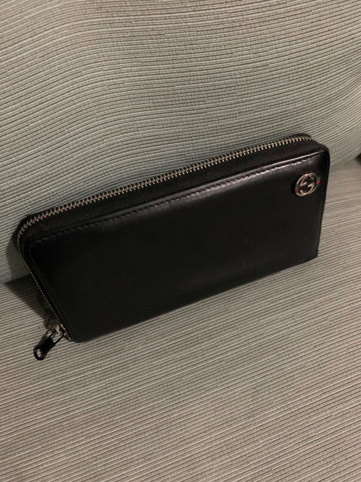Authentic Gucci Black Leather Zippy Zip Around Long Wallet