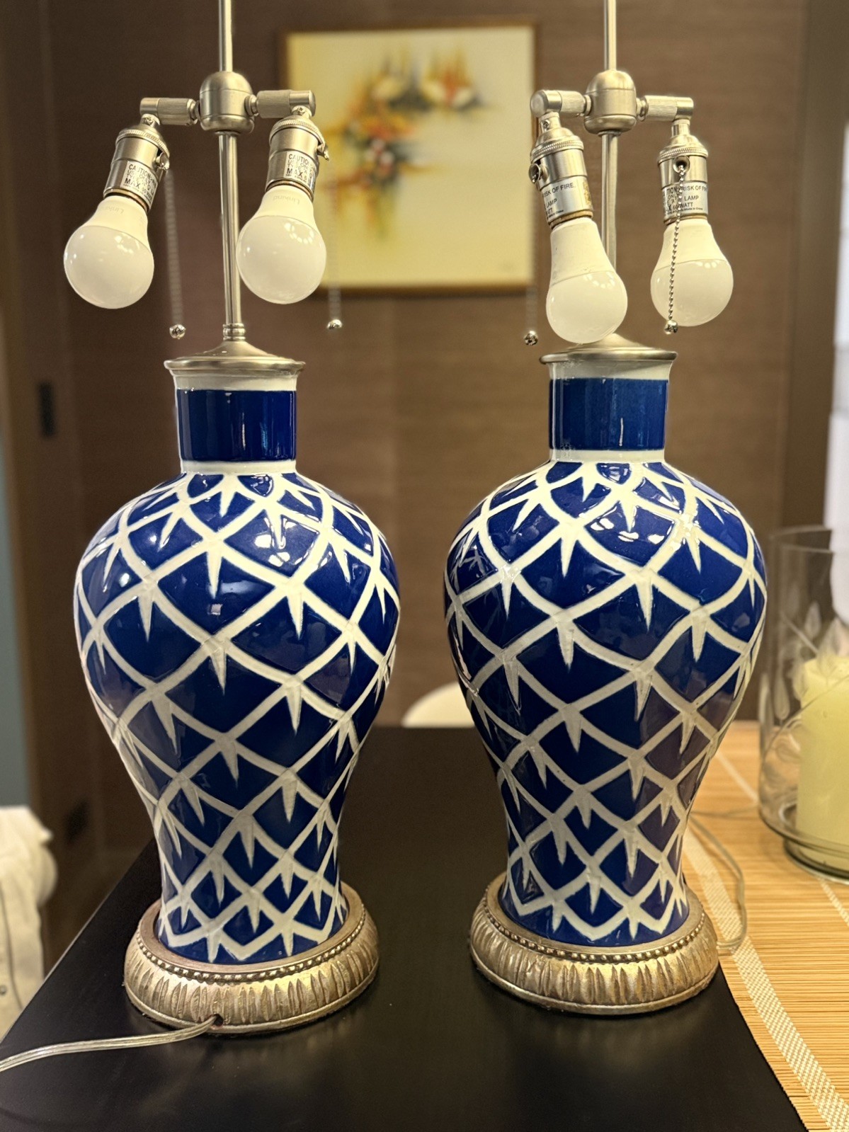 Bunny Williams Home “Chicken Feather” Glazed Ceramic Table Lamp – Blue. Bunny Williams Home “Chicken Feather” Glazed Ceramic Table Lamp – Blue.