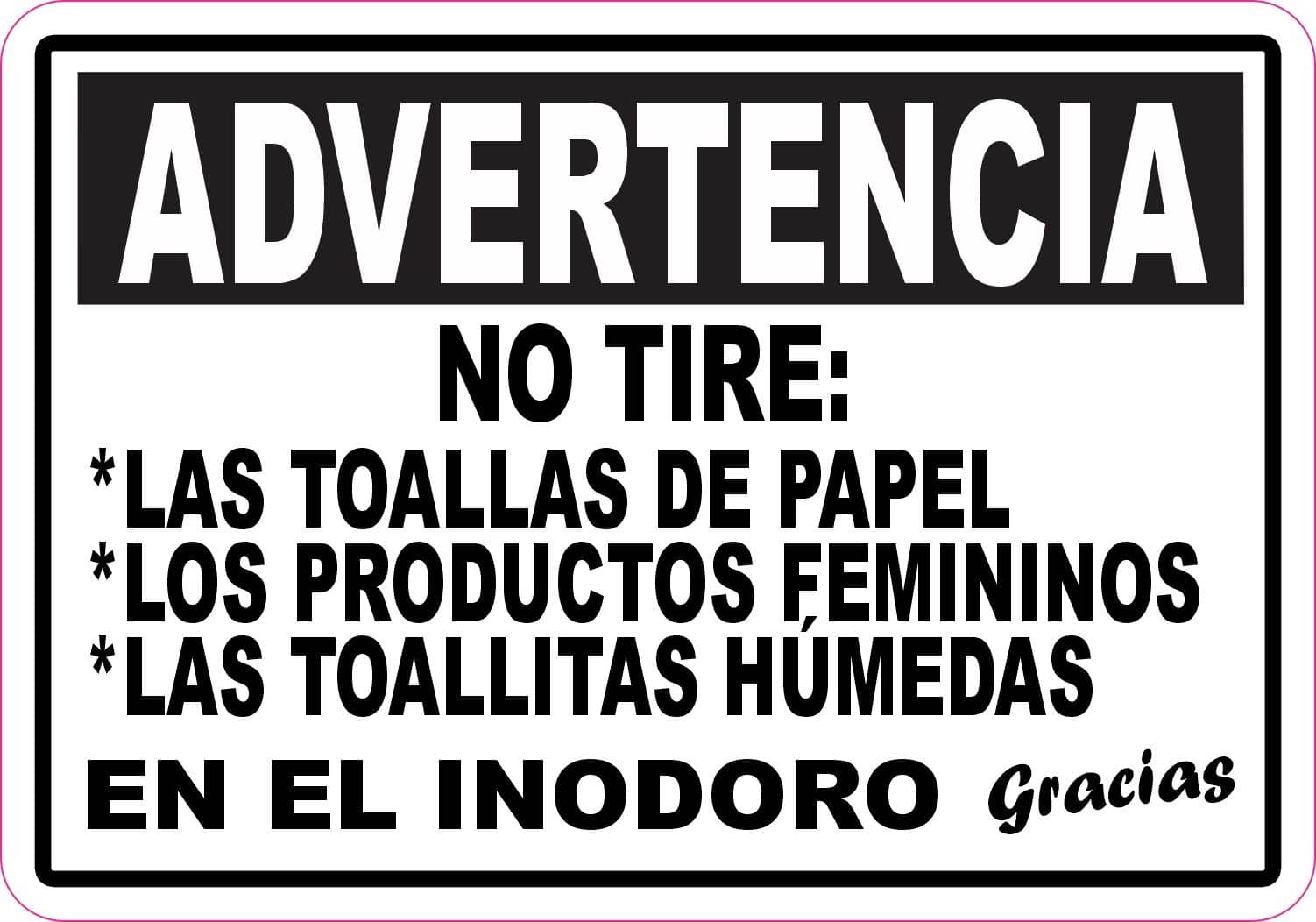5in x 3.5in No Tire En El Inodoro Vinyl Sticker Business Restroom Sign Decal