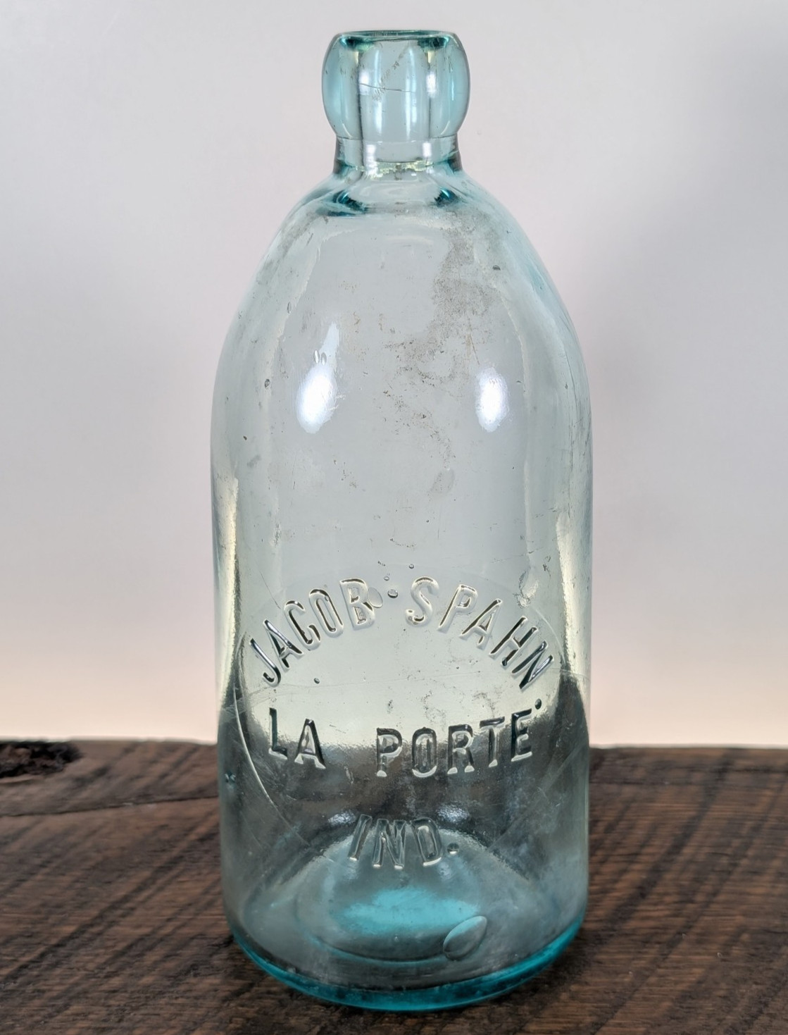 RARE Quart Size Hutchinson Bottle Jacob Spahn LaPorte La Porte IN IND INDIANA