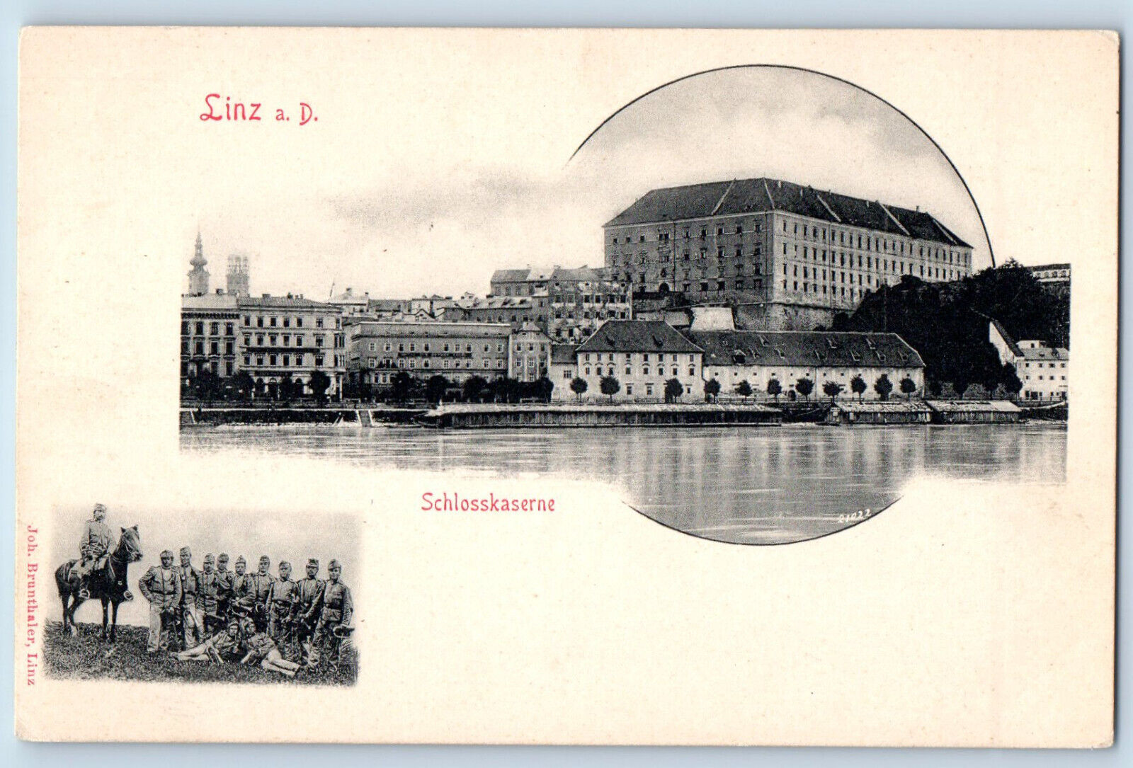 Linz Upper Austria Austria Postcard Castle Barracks Army Group Photo c1905
