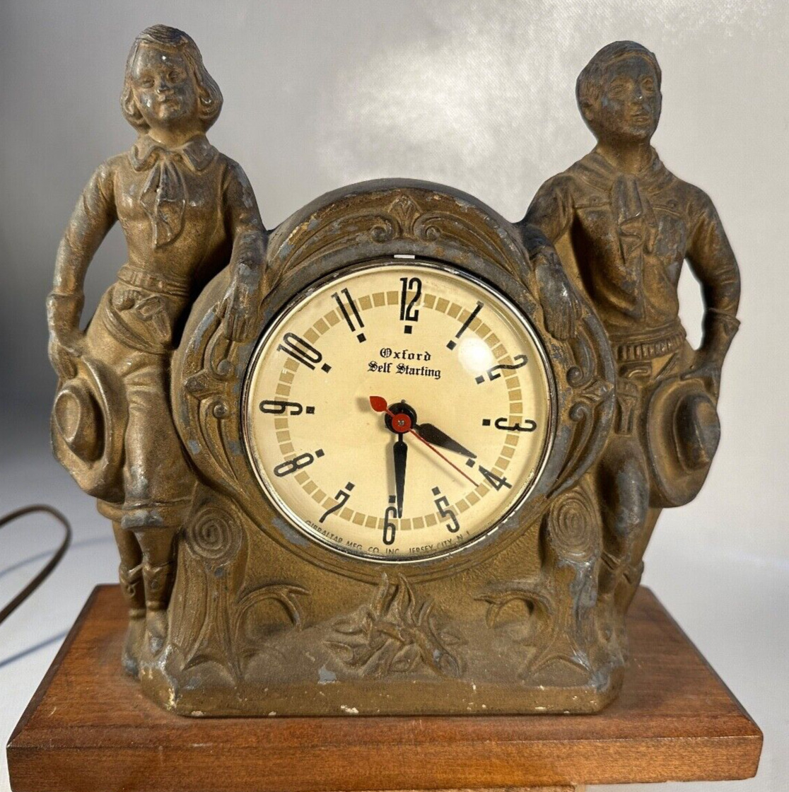 RARE Vintage Figural Mantle Table Clock ROY ROGERS DALE EVANS