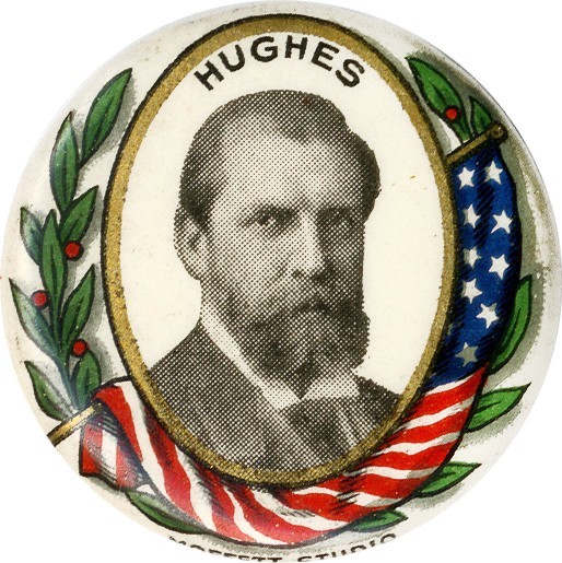 Original 1916 Charles E. Hughes Flag & Laurel Portrait Button