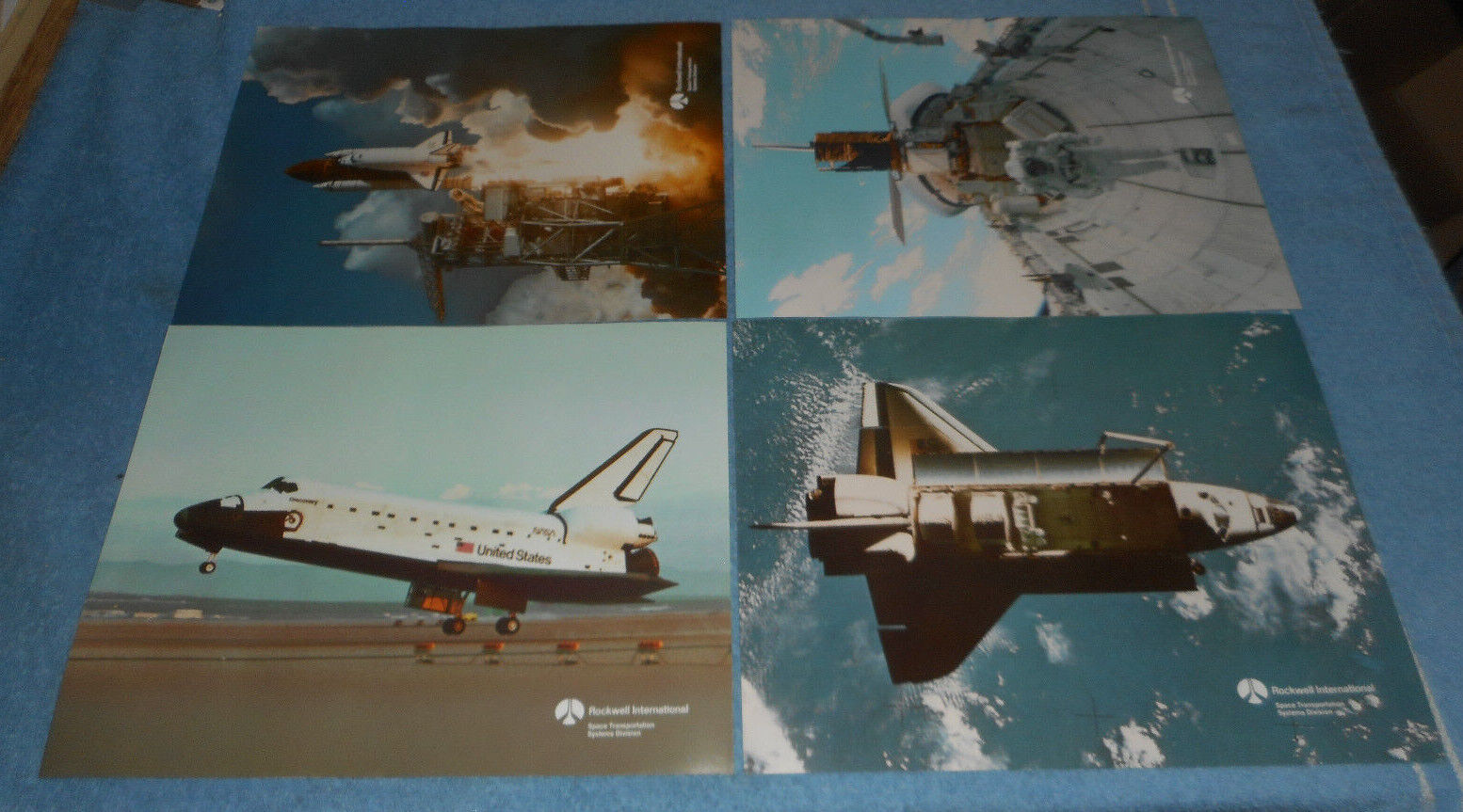 Set of Four 1987 Rockwell International NASA Space Shuttle Photo Fact Sheets