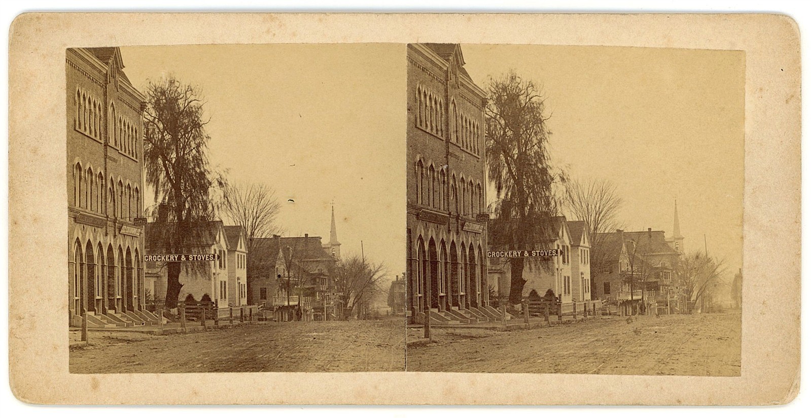 CONNECTICUT STEREOVIEW - Willimantic Street Scene -1870s RARE