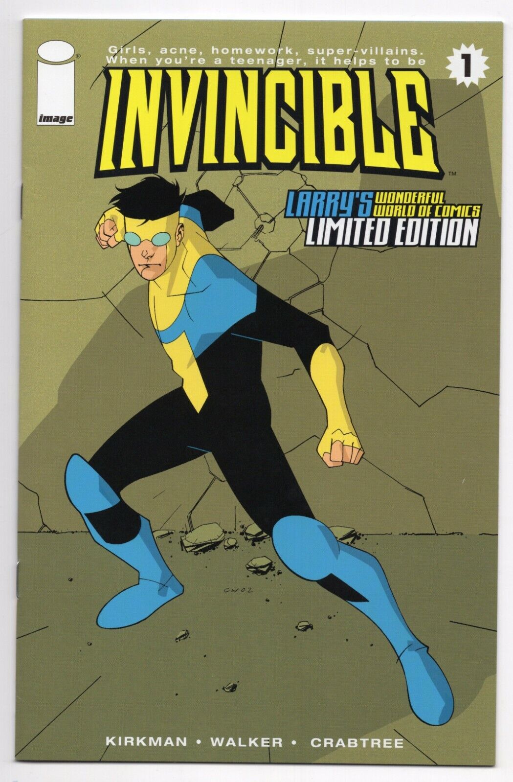 Invincible #1 NM- First Print Larry\'s Comics Variant Cover 1st App. Invincible