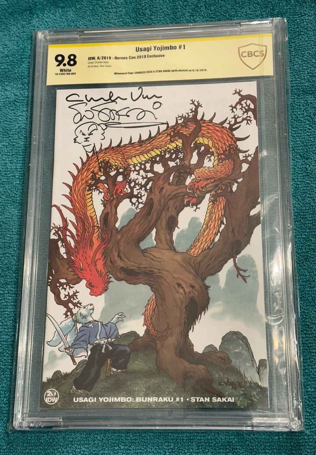 CBCS 9.8 Usagi Yojimbo 1 Exclusive Vess Stan Sakai Heroes Con Signed Sketche CBCS 9.8 Usagi Yojimbo 1 Exclusive Vess Stan Sakai Heroes Con Signed Sketche