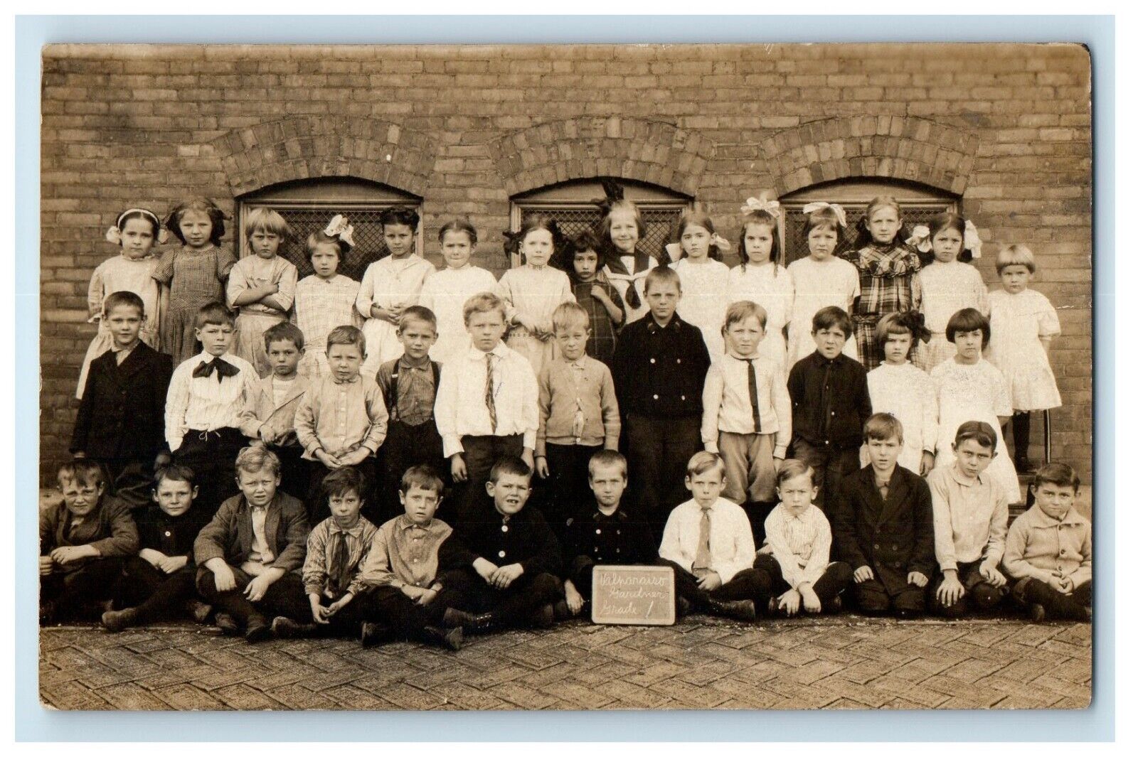 c1910's Grade 1 School Children Valparaiso Indiana IN RPPC Photo Postcard