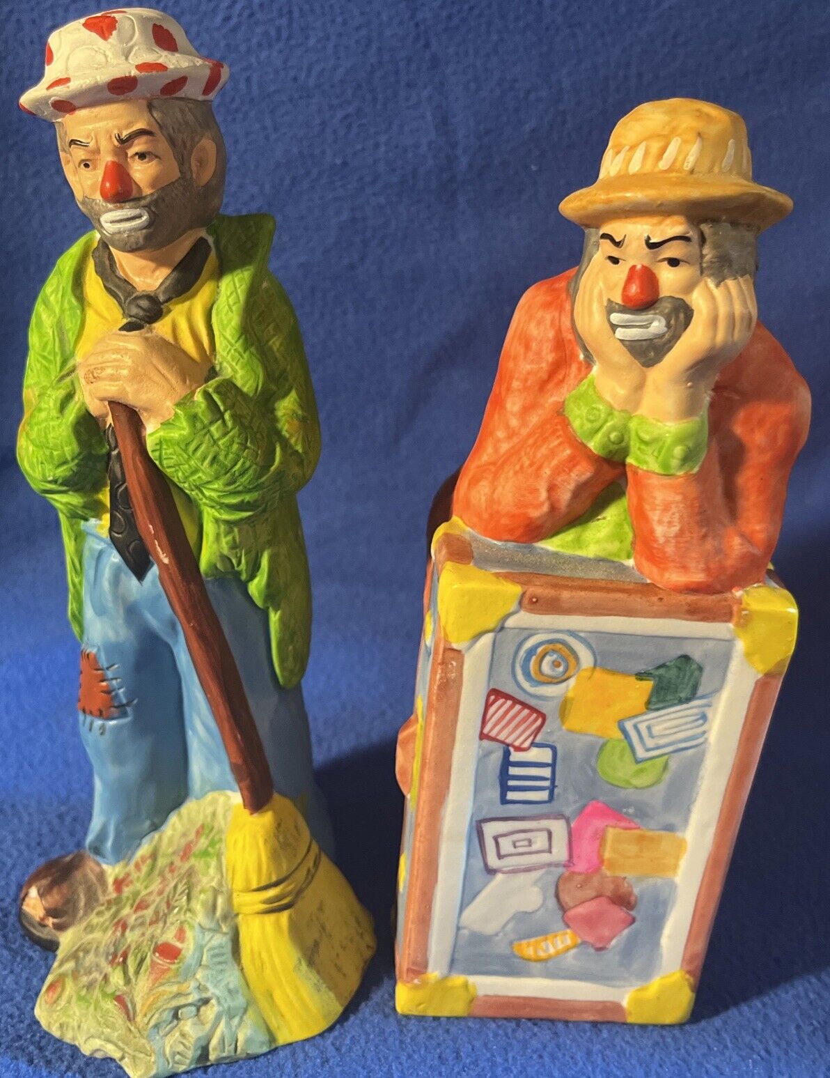 2 Vintage Emmett Kelley Jr. Hobo Clown Figures