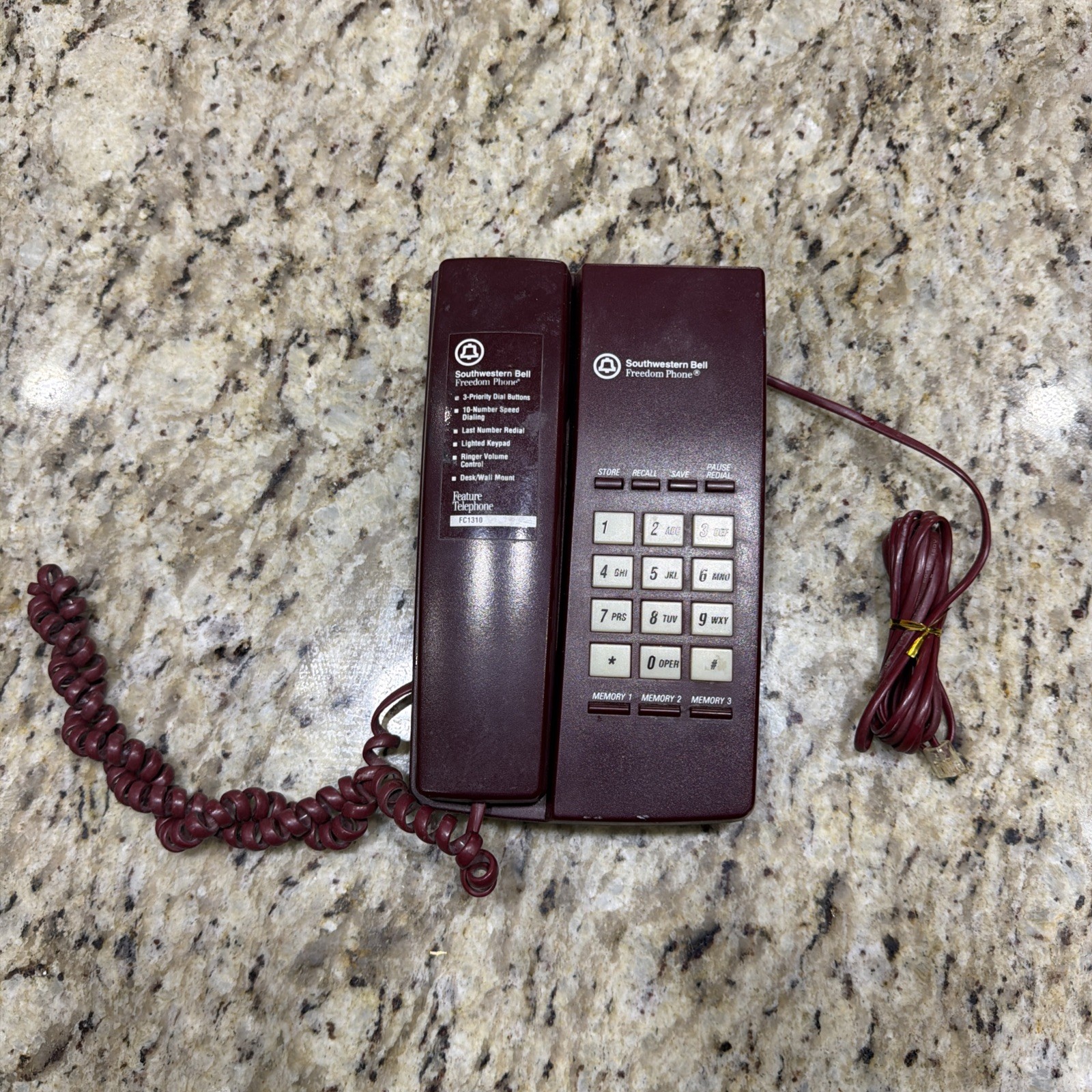 Vintage Southwestern Bell Freedom Phone FC1310 Maroon Good Working Condition Vintage Southwestern Bell Freedom Phone FC1310 Maroon Good Working Condition