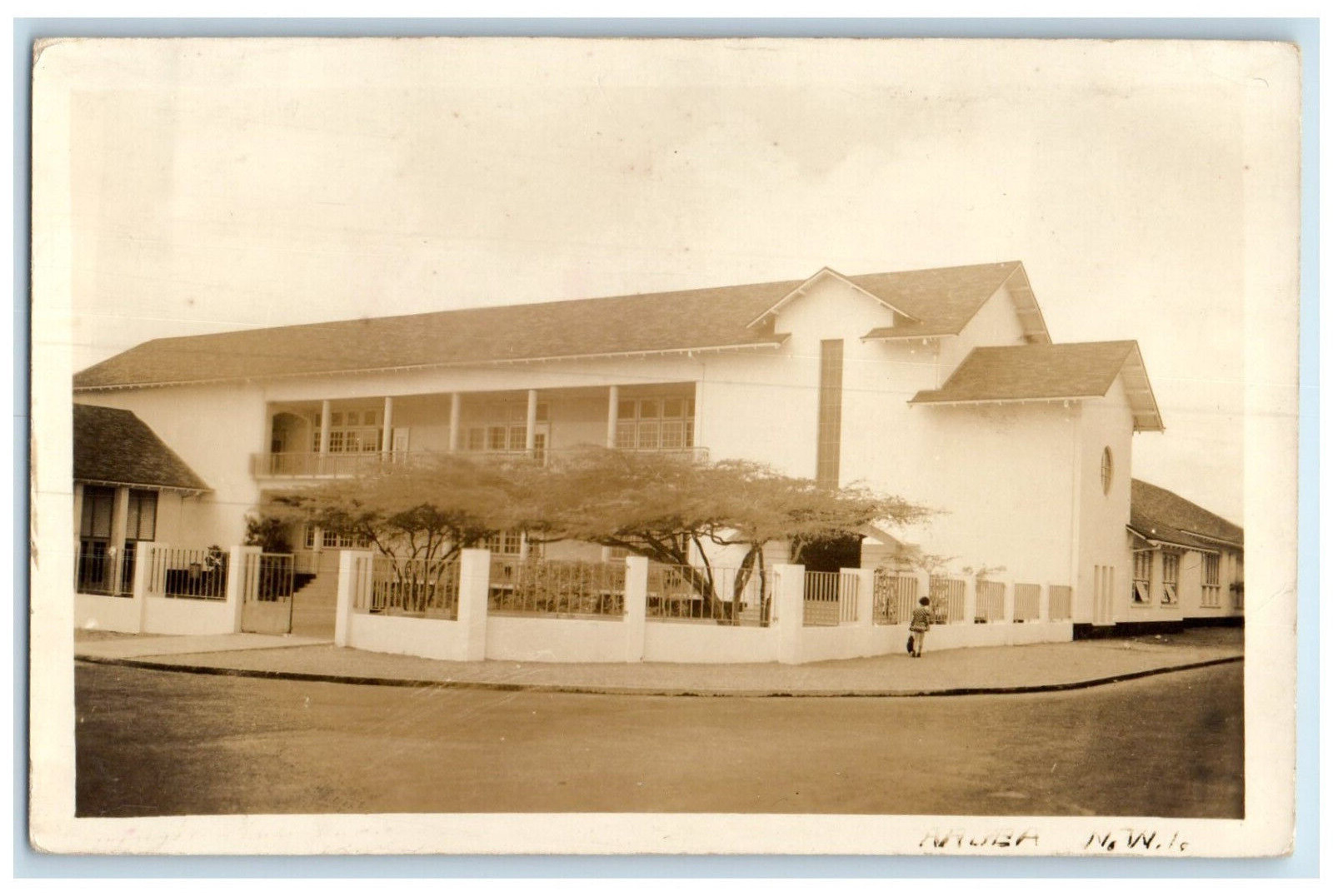 c1930's Gate Entrance to Big White Building Aruba NW RPPC Photo Postcard