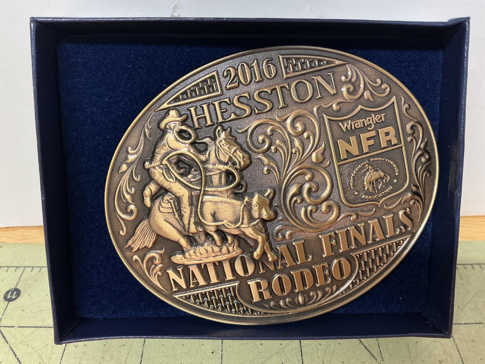 HESSTON bronze 2016 National Finals Rodeo NFR Wrangler adult belt buckle