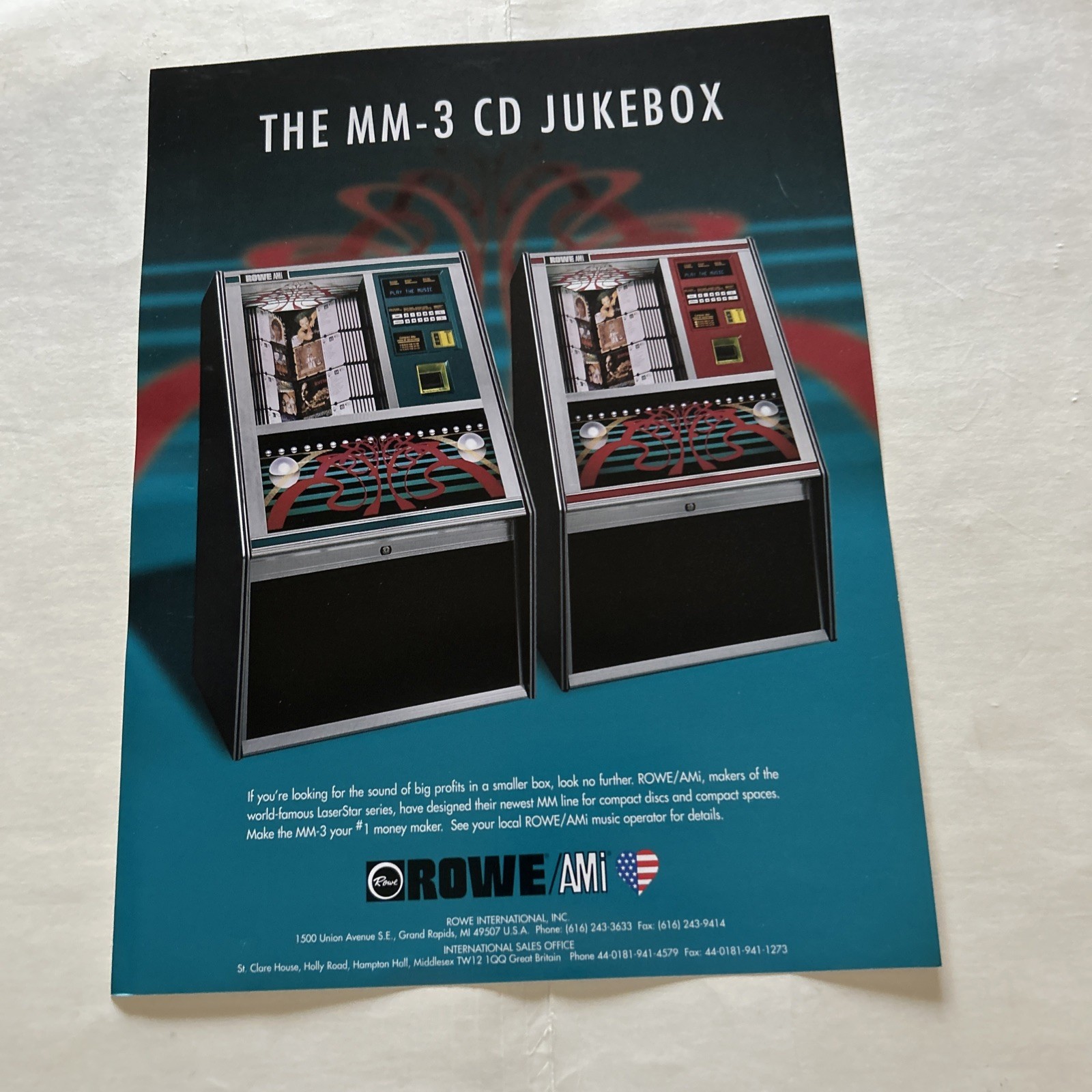 Original Factory Jukebox Ami-Rowe MM-3 Cd FLYER Original Factory Jukebox Ami-Rowe MM-3 Cd FLYER