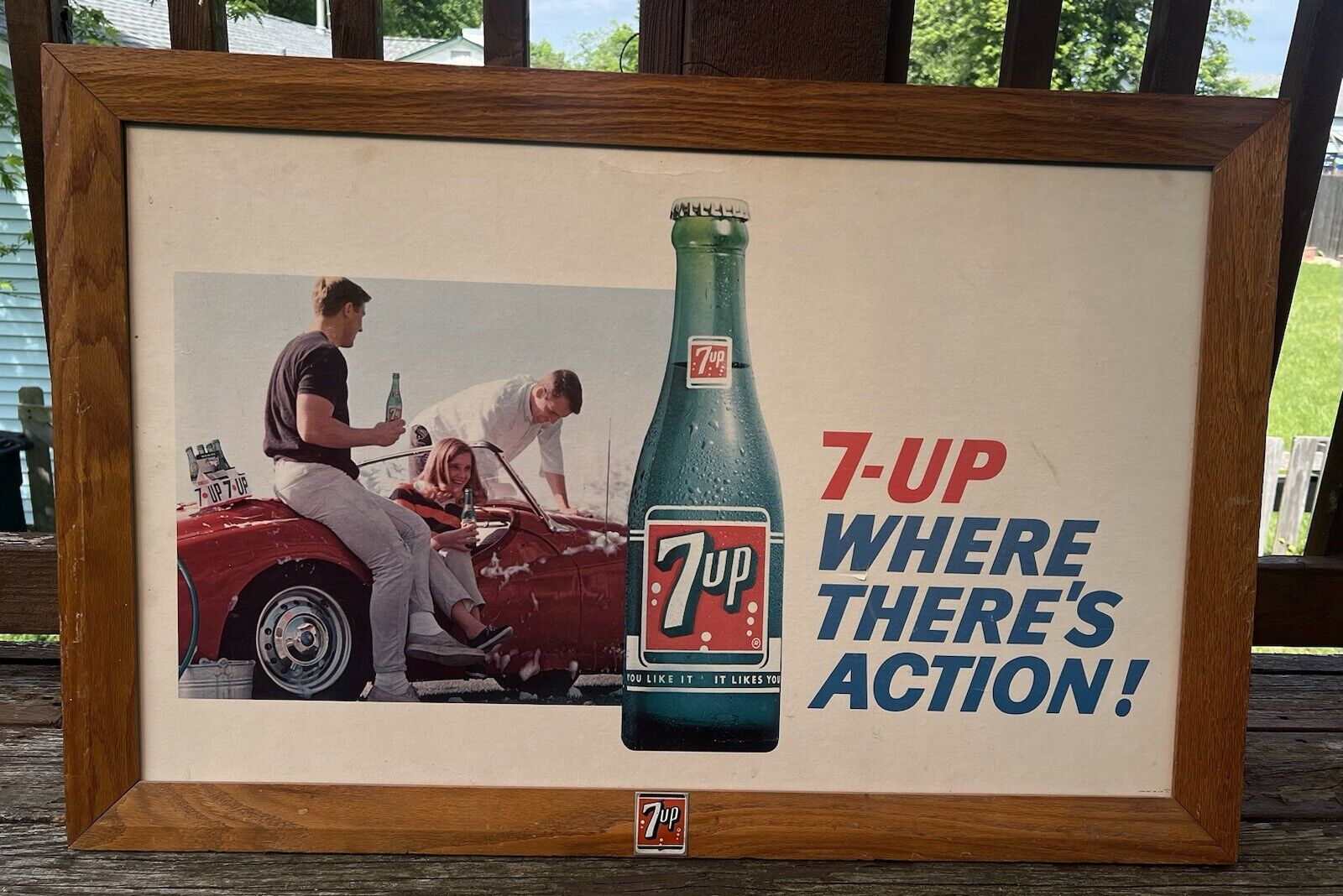 1962 Original Framed 7up Litho Advertising Double Sided Graphics