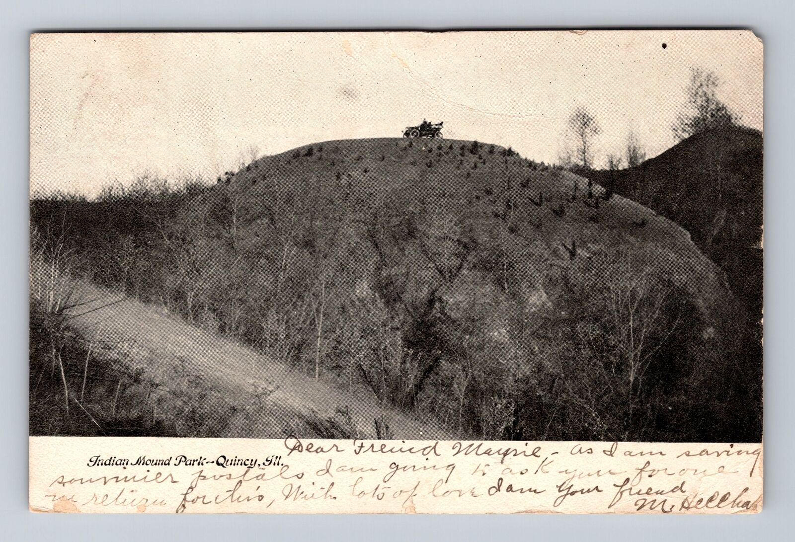 Quincy IL-Illinois, Indian Mound Park, Antique, Vintage c1905 Postcard