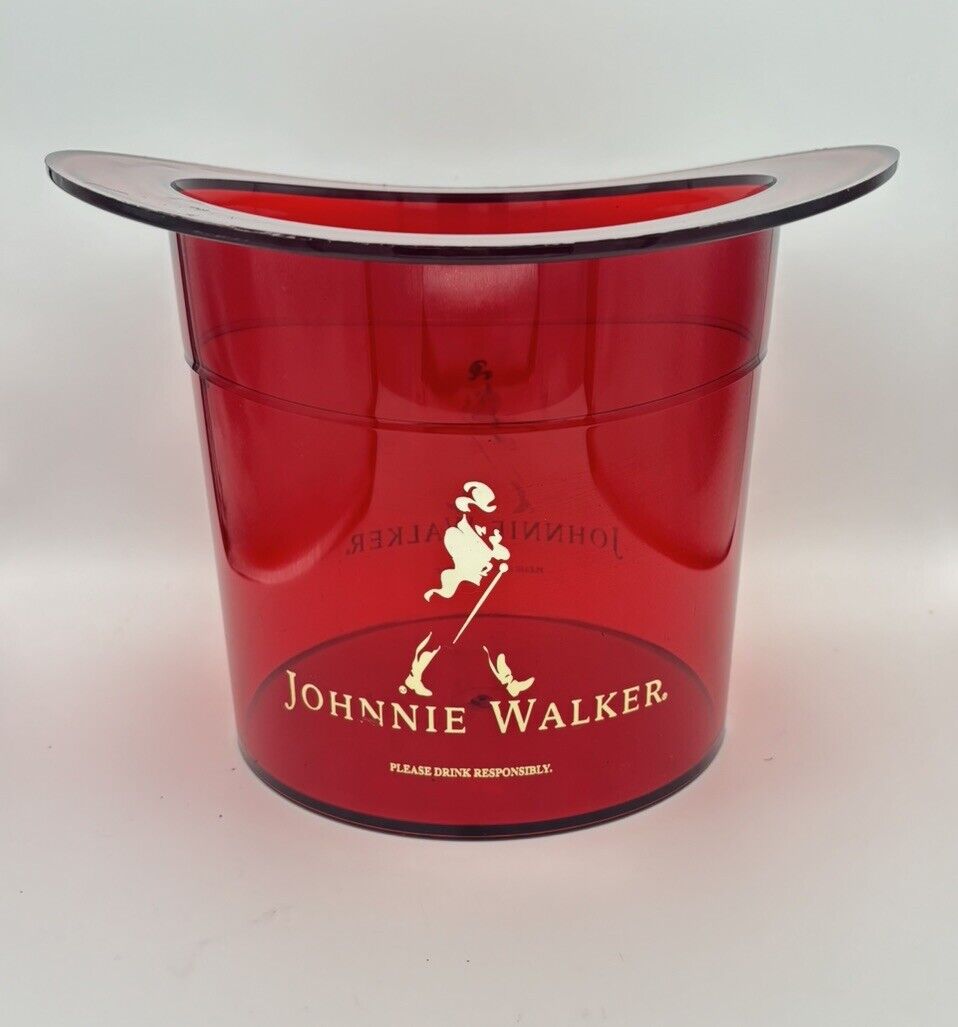 Johnnie Walker Red Acrylic Top Hat Ice Bucket for Man Cave Bar Game Room Dorm