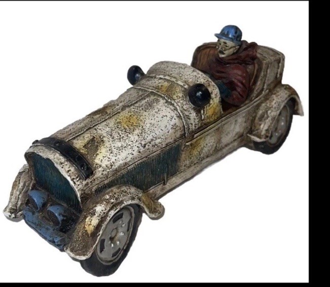 Vintage Classic Large Racing Sport Car 1920’ S Bugatti Sculpture with Driver 10”