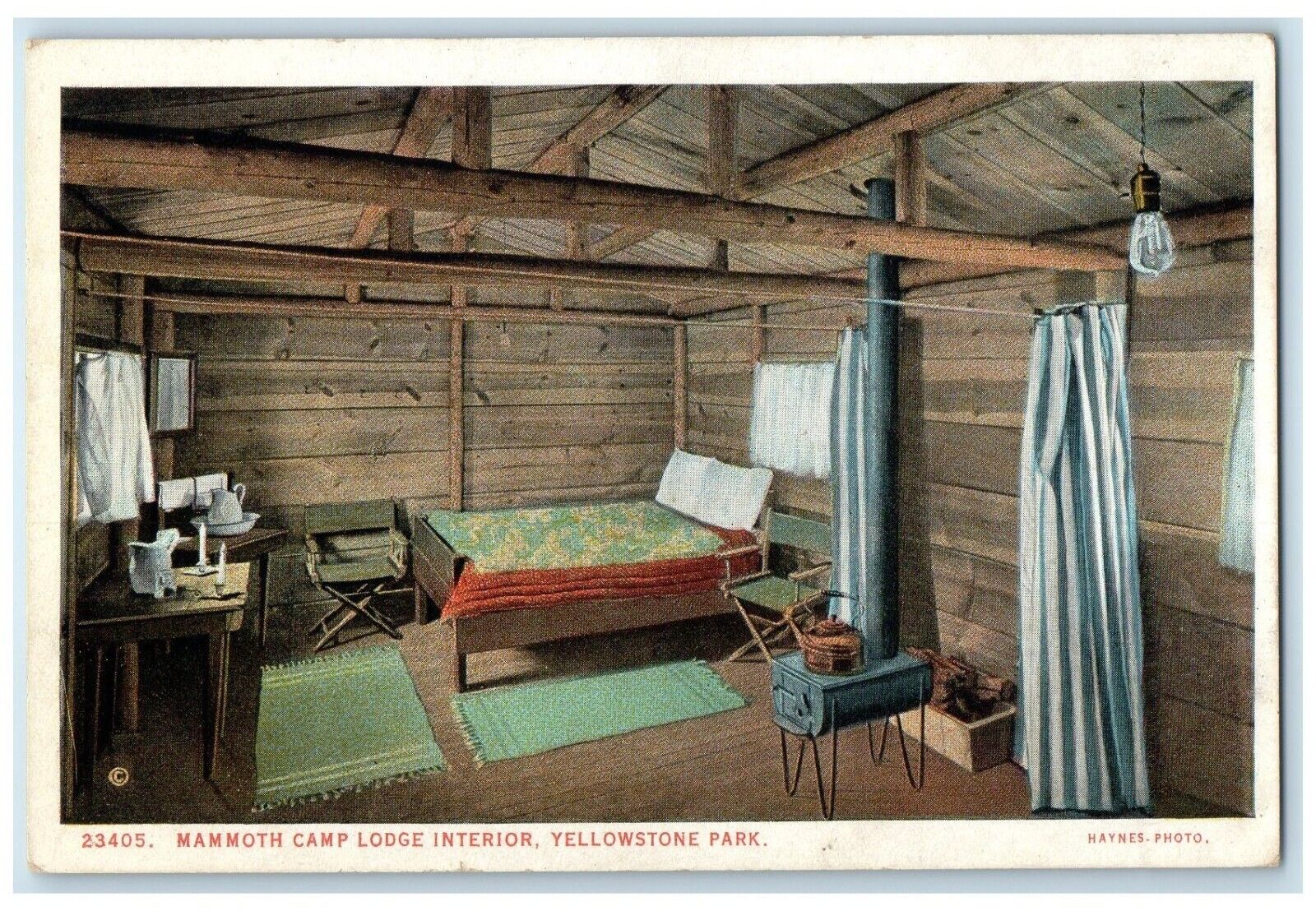 c1910's Mammoth Camp Lodge Interior Yellowstone Park Wyoming WY Antique Postcard