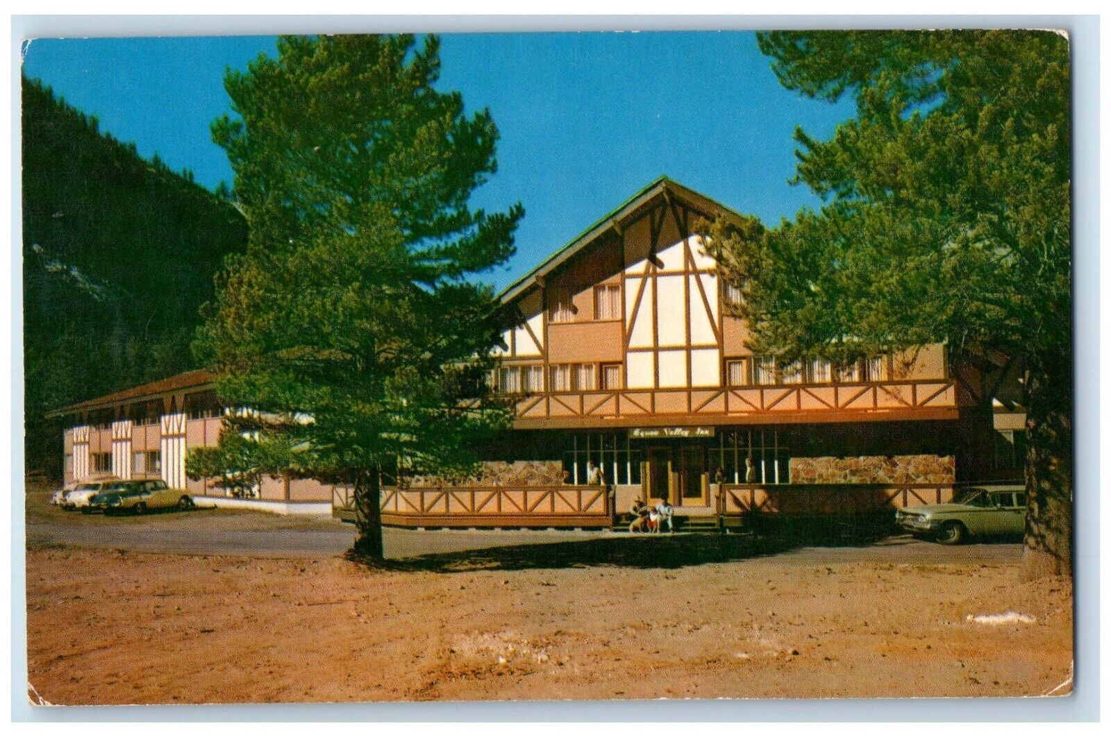 c1960 Squaw Valley Inn Winter Summer Resort Exterior Village California Postcard