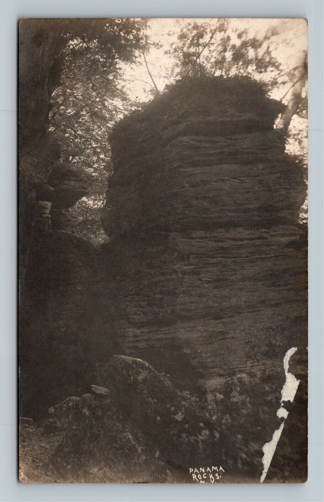 RPPC Panama NY, Panama Rocks, New York Real Photo Vintage Postcard