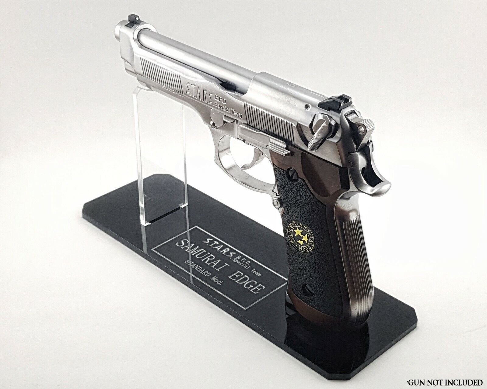 Classic Piano Black Acrylic Beretta M92 Stand with Engraved Text (Customizable)
