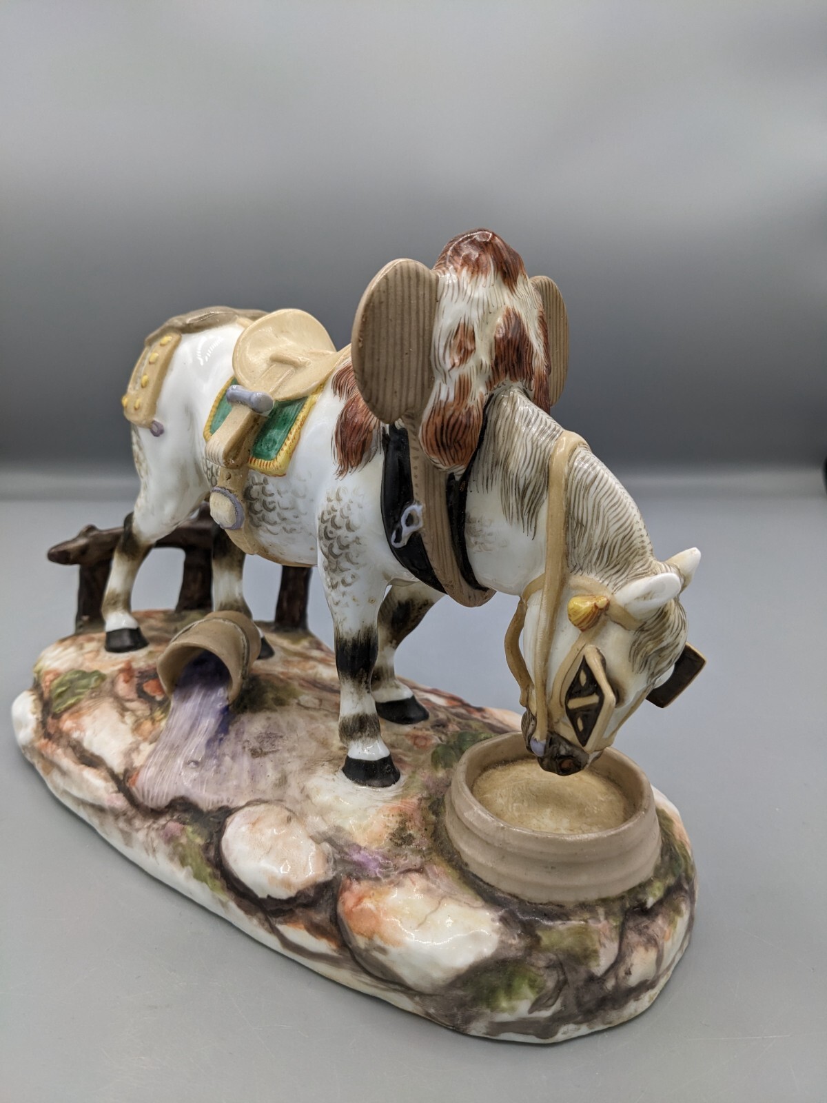 1800s Antique Russian Gardner Porcelain Figurine Winter Horse Rare Marked 8