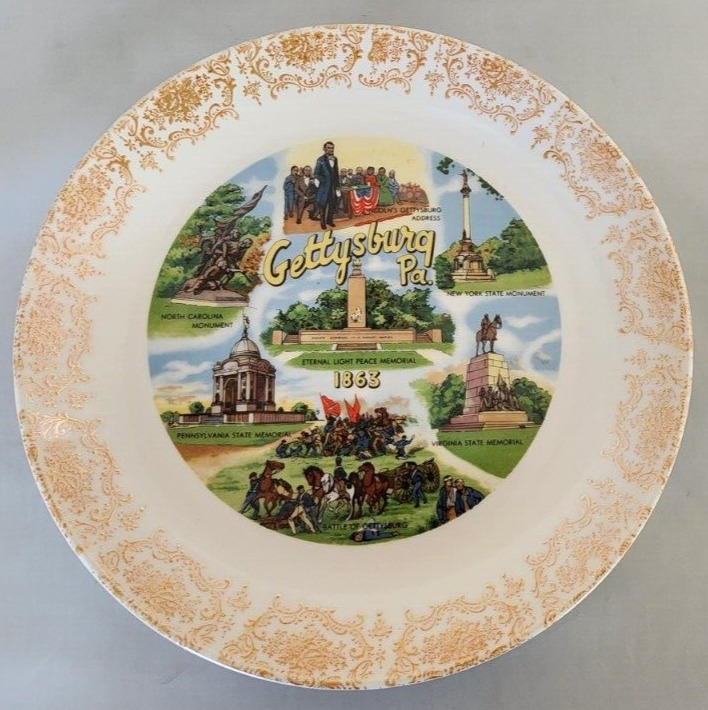 Homer Laughlin Vintage Gettysburg Pa. Souvenir Plate Battle of Gettysburg & More