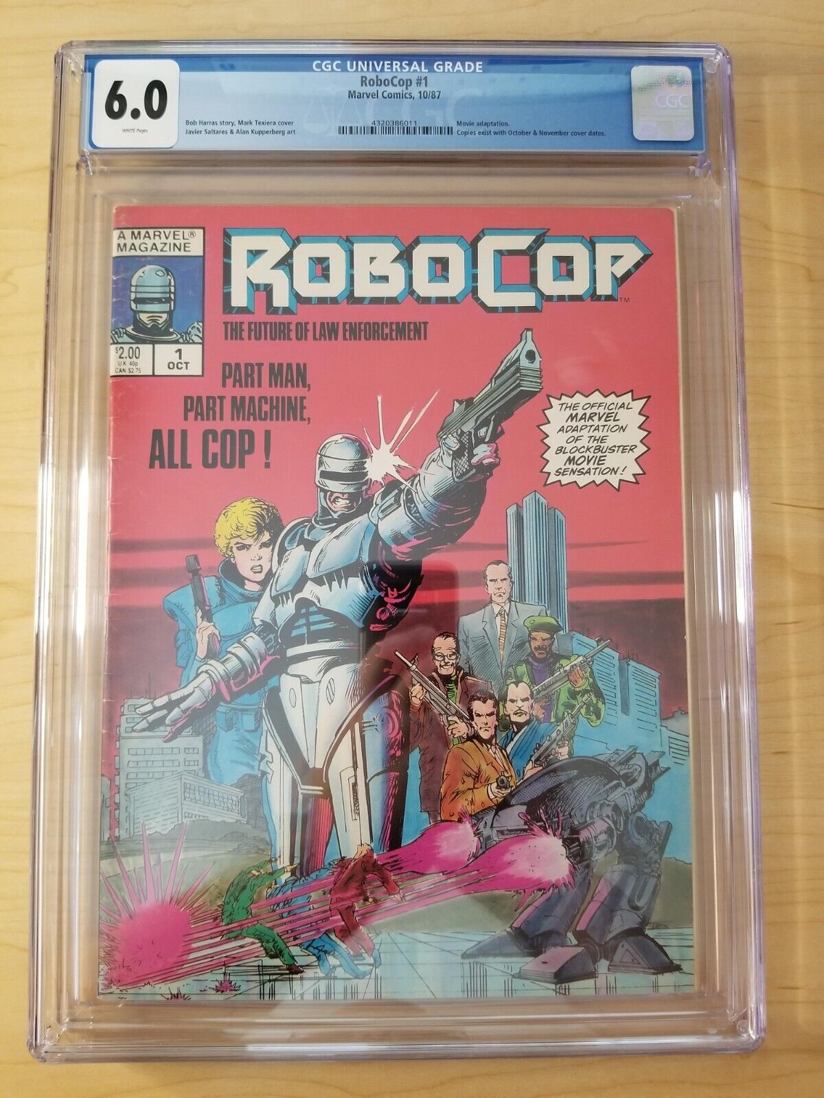 Robocop issue #1 - CGC 6.0 WP (1987, Marvel) 1st appearance, movie adaptation