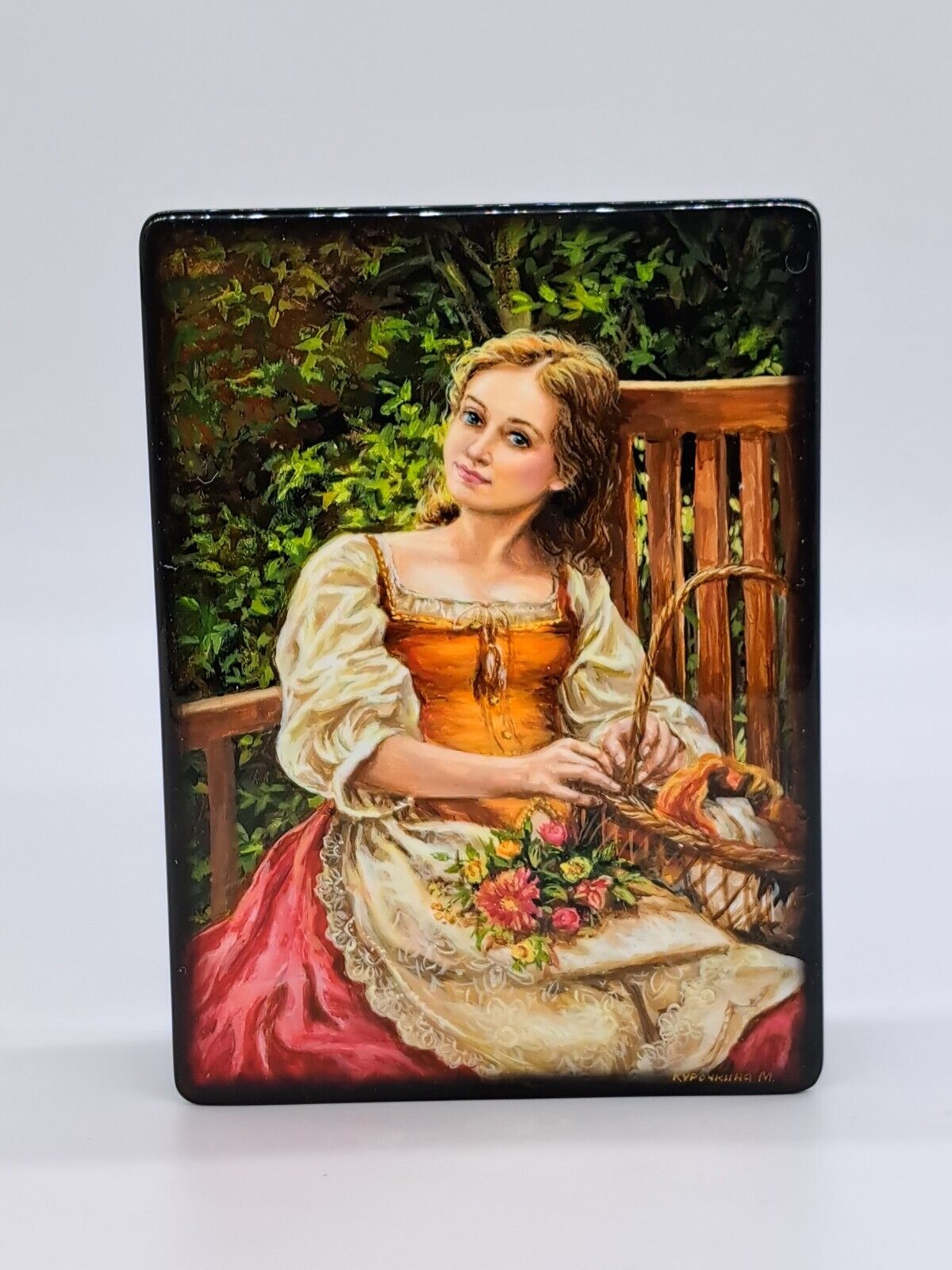 Lacquer miniature box “Portrait of Ukrainian girl” Handmade in Ukraine in 2022