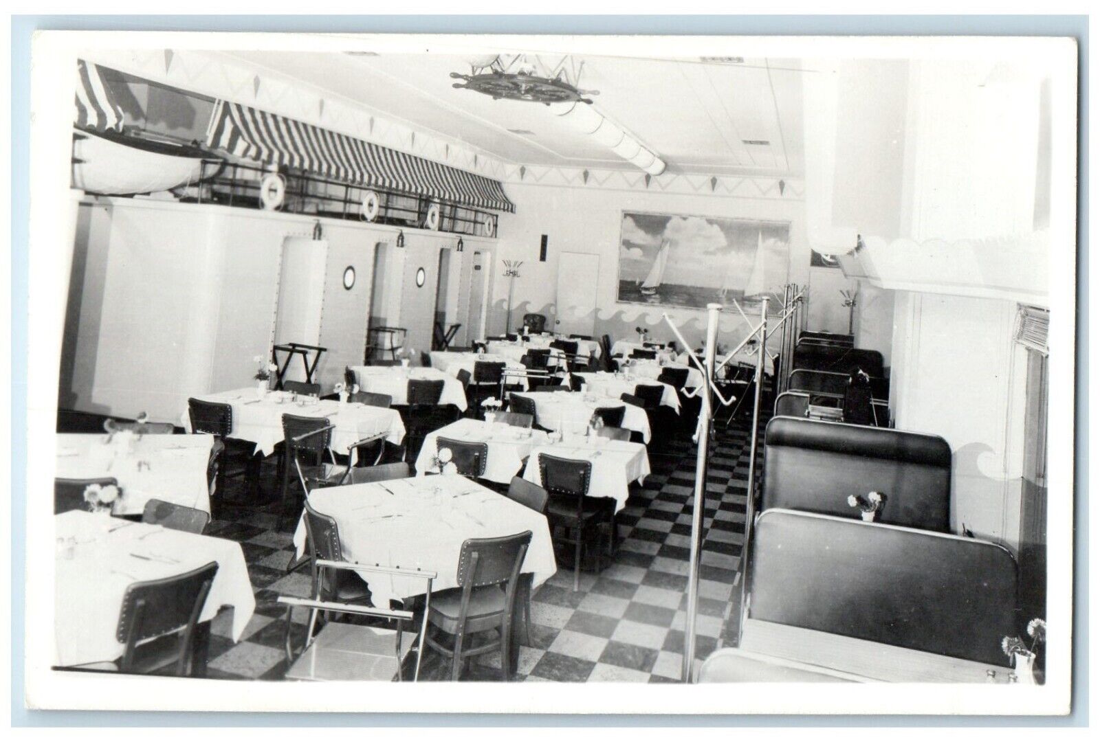 c1950's Heilman's Marine Dining Room Lorain Ohio OH RPPC Photo Vintage Postcard