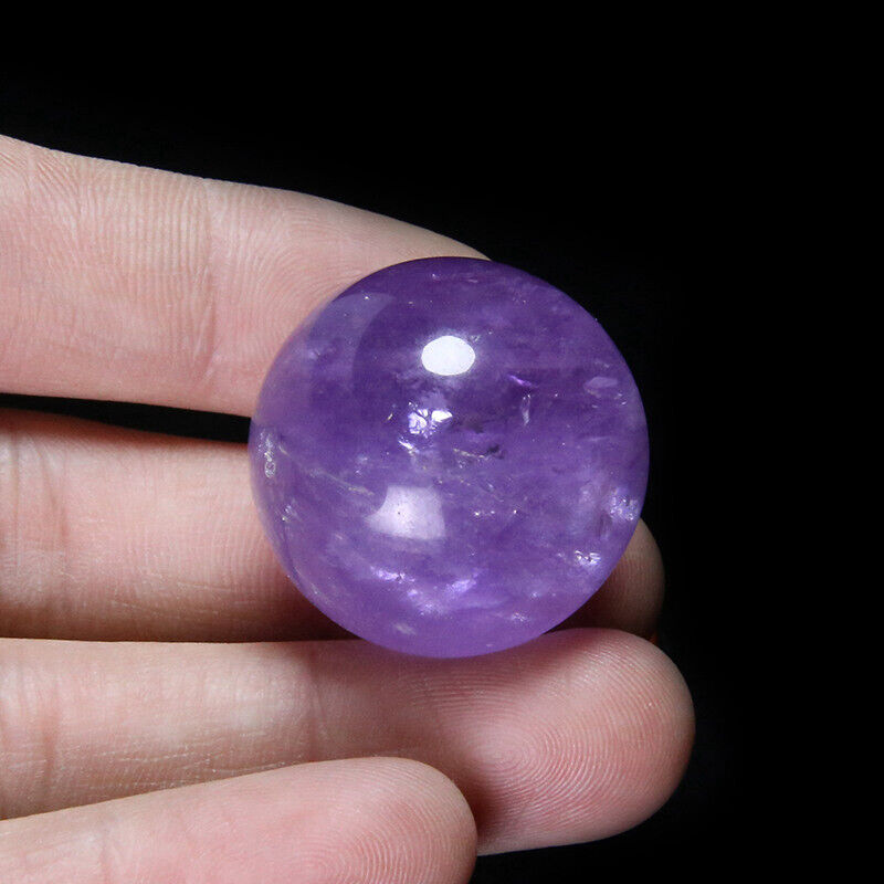 35mm Natural Amethyst Quartz Crystal Sphere Energy Healing Gemstone Ball + Stand