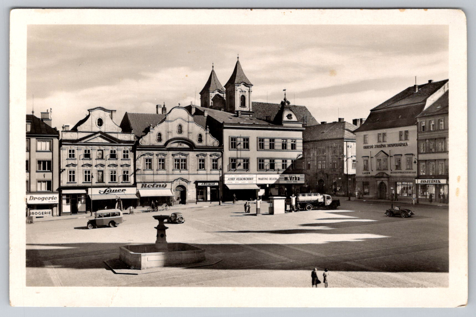 RPPC Plzeň Klatovy Czech Republic Fountain Business Area Real Photo Postcard