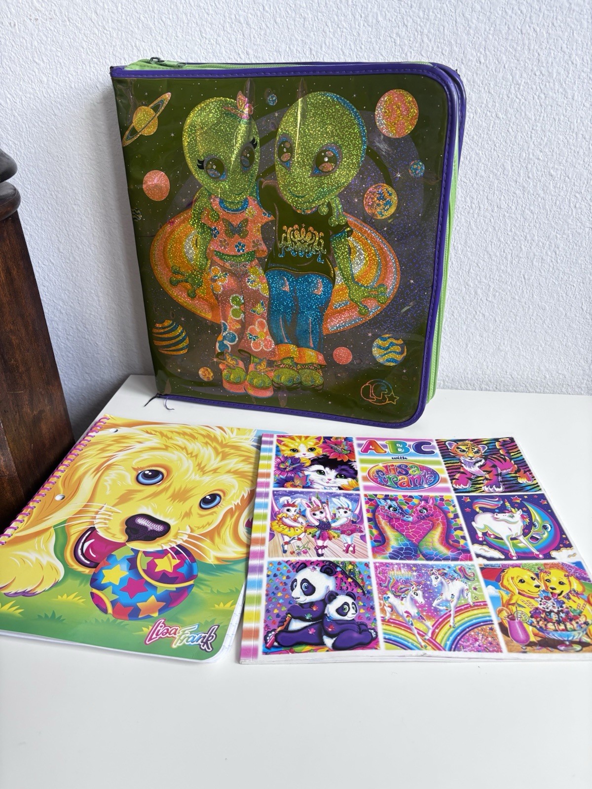 Lot of Lisa Frank Alien Zipper Binder , Casey’s30th Ann Notebook, And ABC Book Lot of Lisa Frank Alien Zipper Binder , Casey’s30th Ann Notebook, And ABC Book