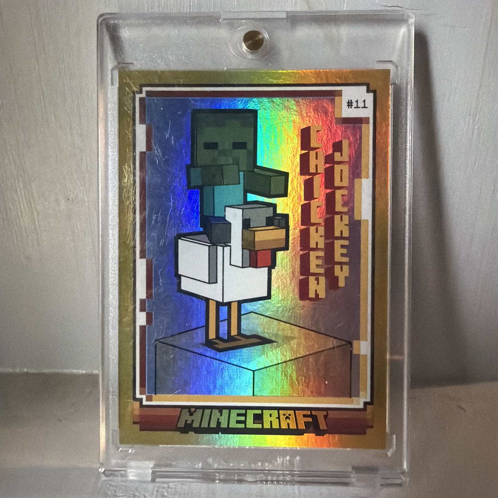 2024 Panini Minecraft Trading Card Chicken Jockey #11 SSP 63/99 Gold Foil