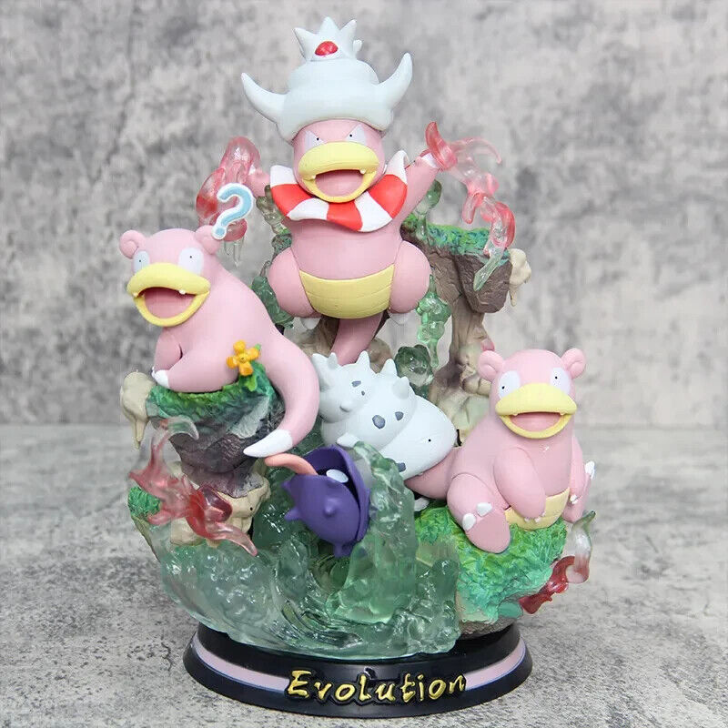 Slowpoke Slowking Family Evolution Pokemon Statue Figure Evolving LED Light