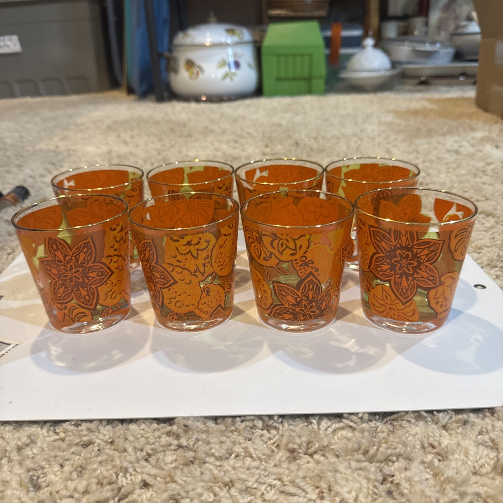 1960s/1970s Mid-Century Modern (MCM) drinking glass   Set of 8. Never used