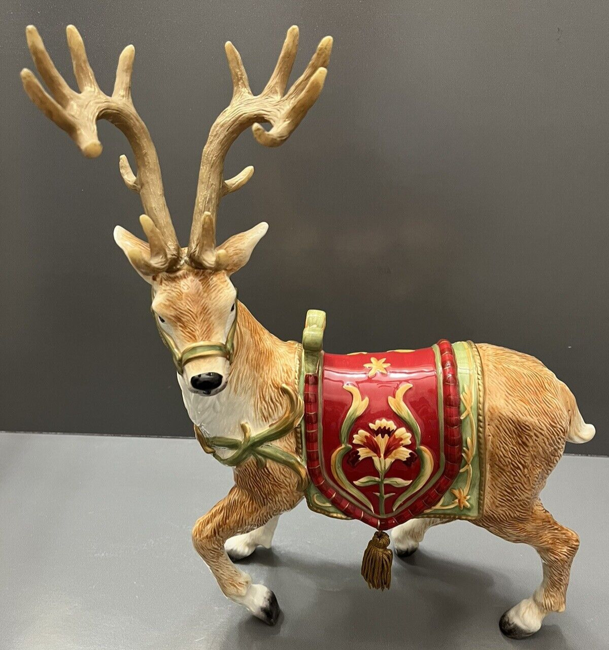 Fitz & Floyd Bellacara Deer Figurine Reindeer Holiday Statue Christmas 15 Inches