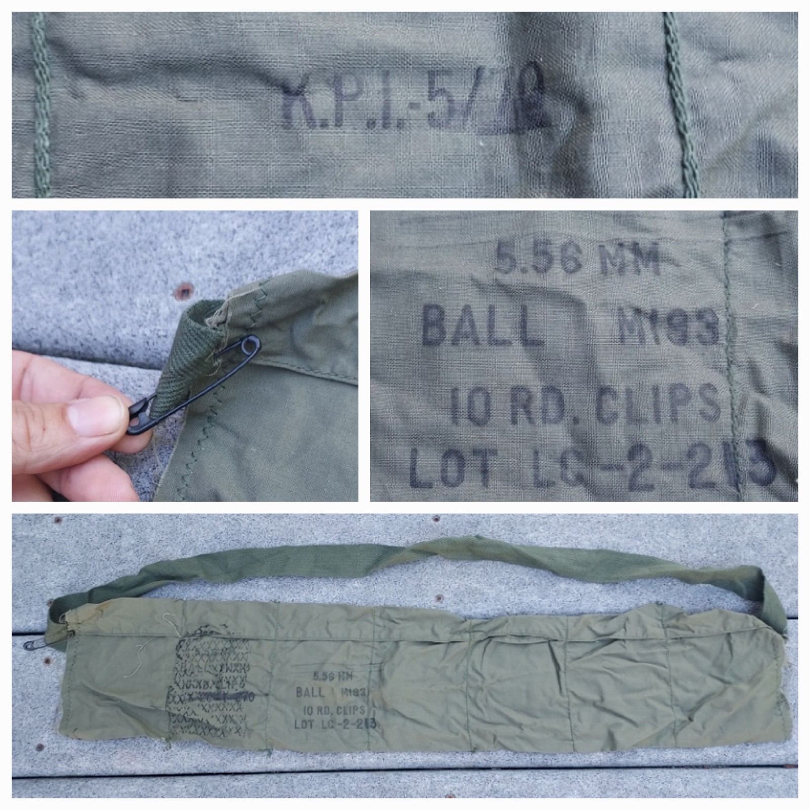 Vietnam War US Cloth Bandolier for 5.56mm M193 7-Pocket 5.56 Bandolier & Pin Vietnam War US Cloth Bandolier for 5.56mm M193 7-Pocket 5.56 Bandolier & Pin