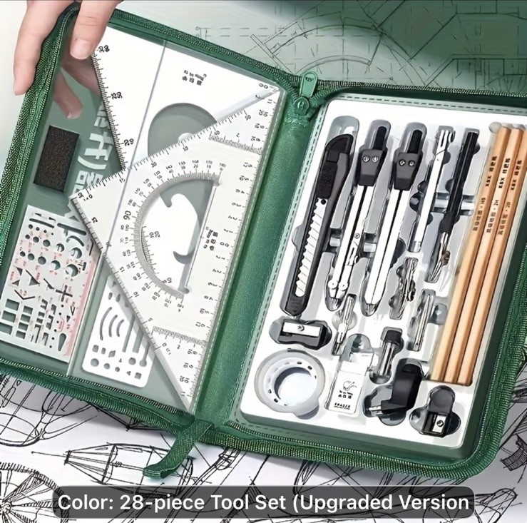 28 Piece Mechanical Drawing Drafting Tool Set in Case NEW Shipping Included 28 Piece Mechanical Drawing Drafting Tool Set in Case NEW Shipping Included