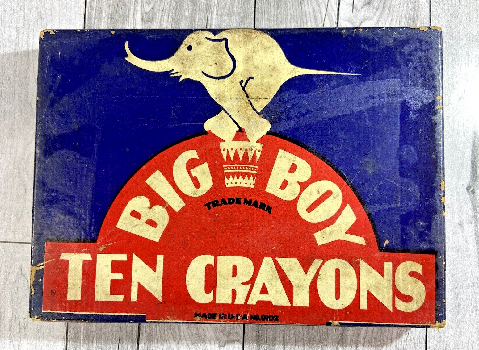 Vintage OLD Box Children's 10 TEN BIG BOY CRAYONS USA