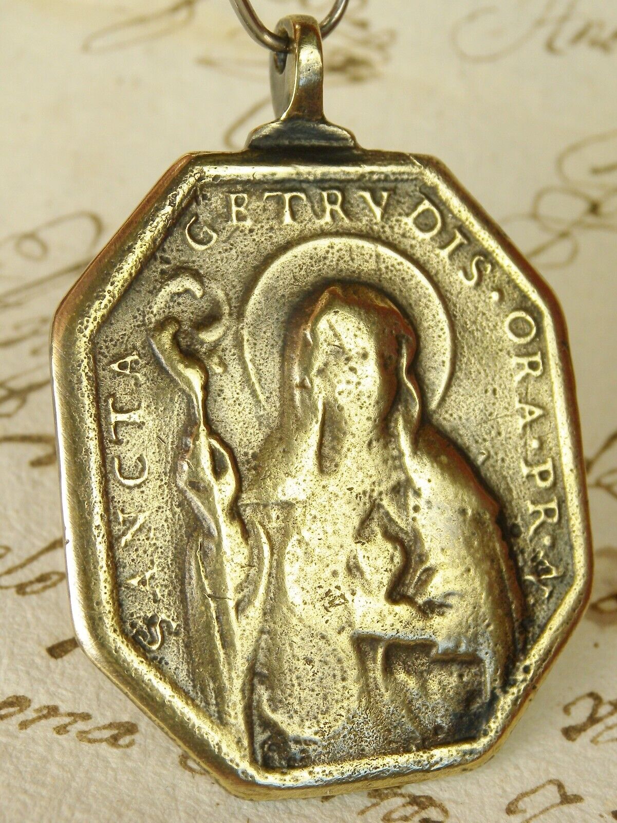 Antique 17th Century Jesus Scourging St. Gertrude Spanish Shipwreck Bronze Medal