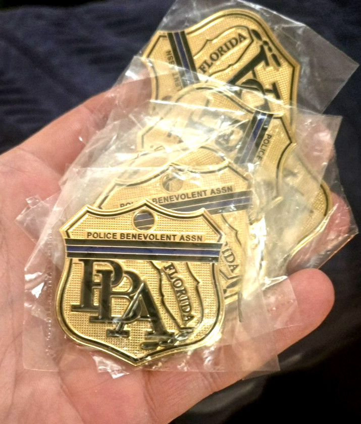 PBA OFFICIAL 2026 FLORIDA SUPPORTER BLUE LINE SHIELD CAR GOLD LICENSE PLATE PBA OFFICIAL 2026 FLORIDA SUPPORTER BLUE LINE SHIELD CAR GOLD LICENSE PLATE