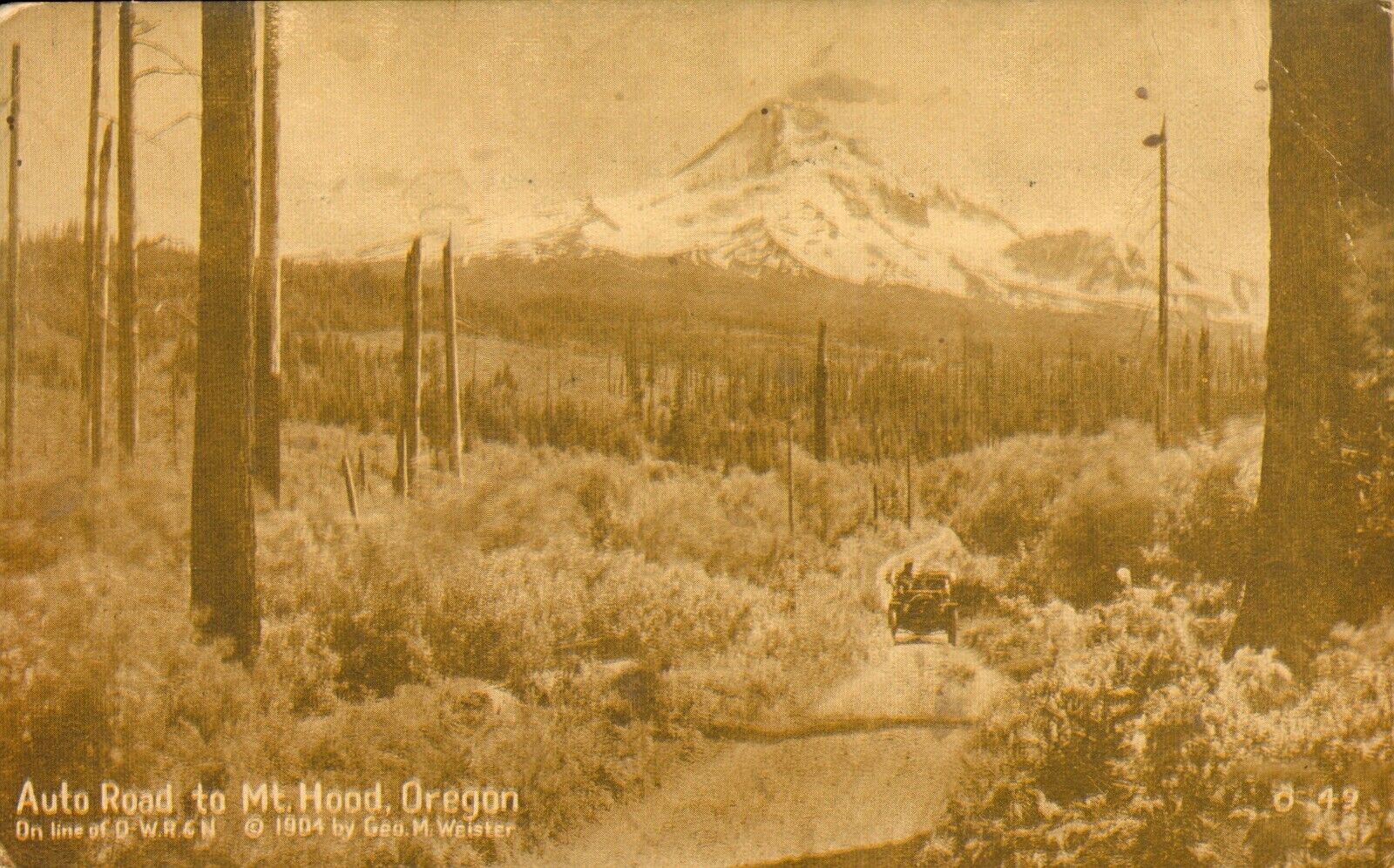 Postcard Antique Auto Road MOUNT HOOD,Oregon Sepia Lithograph c1904