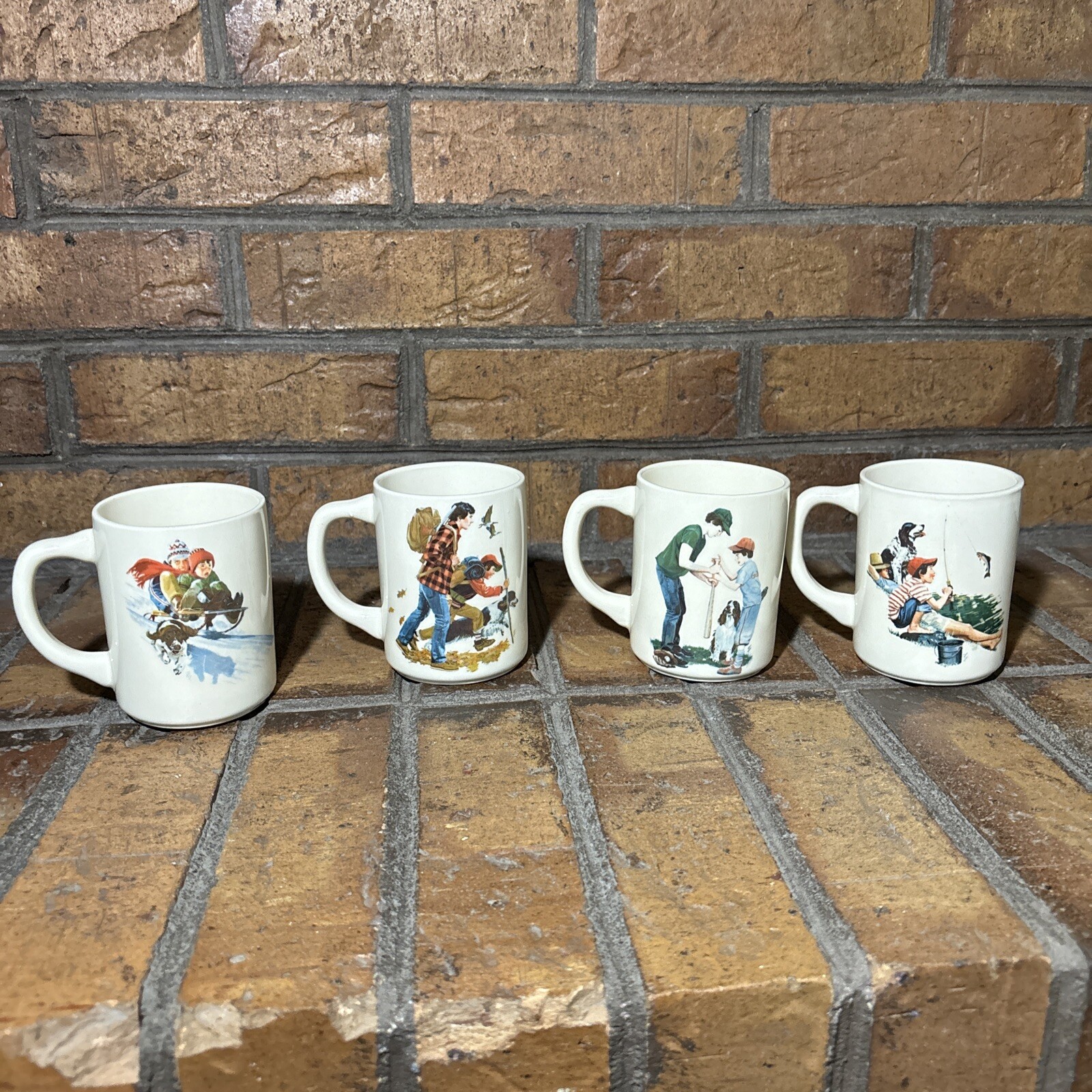 VTG ✅ Four Seasons Boys Dog - Sledding Hunting Fishing Baseball Mugs Made In USA VTG ✅ Four Seasons Boys Dog - Sledding Hunting Fishing Baseball Mugs Made In USA